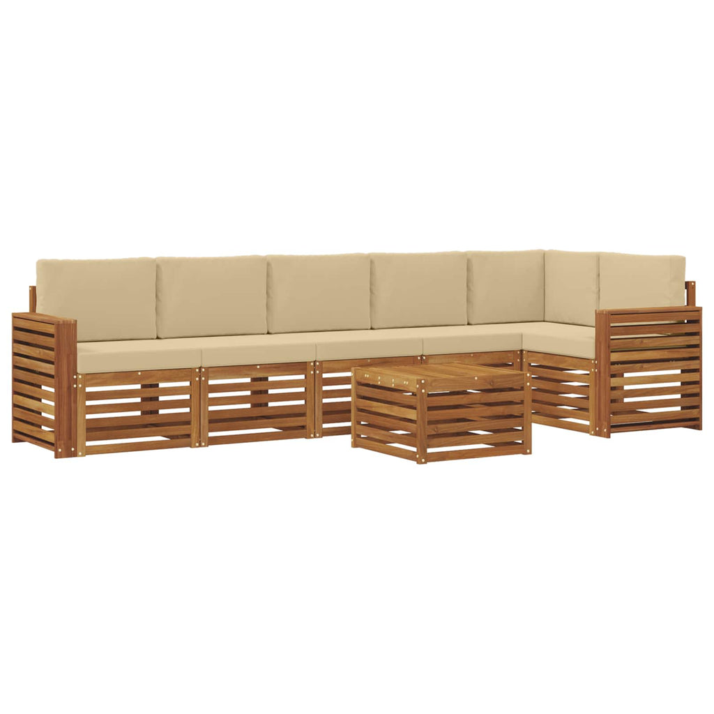 vidaXL Zestaw sofy narożnej z poduszką 7 pcs Naturalny i Beżowy