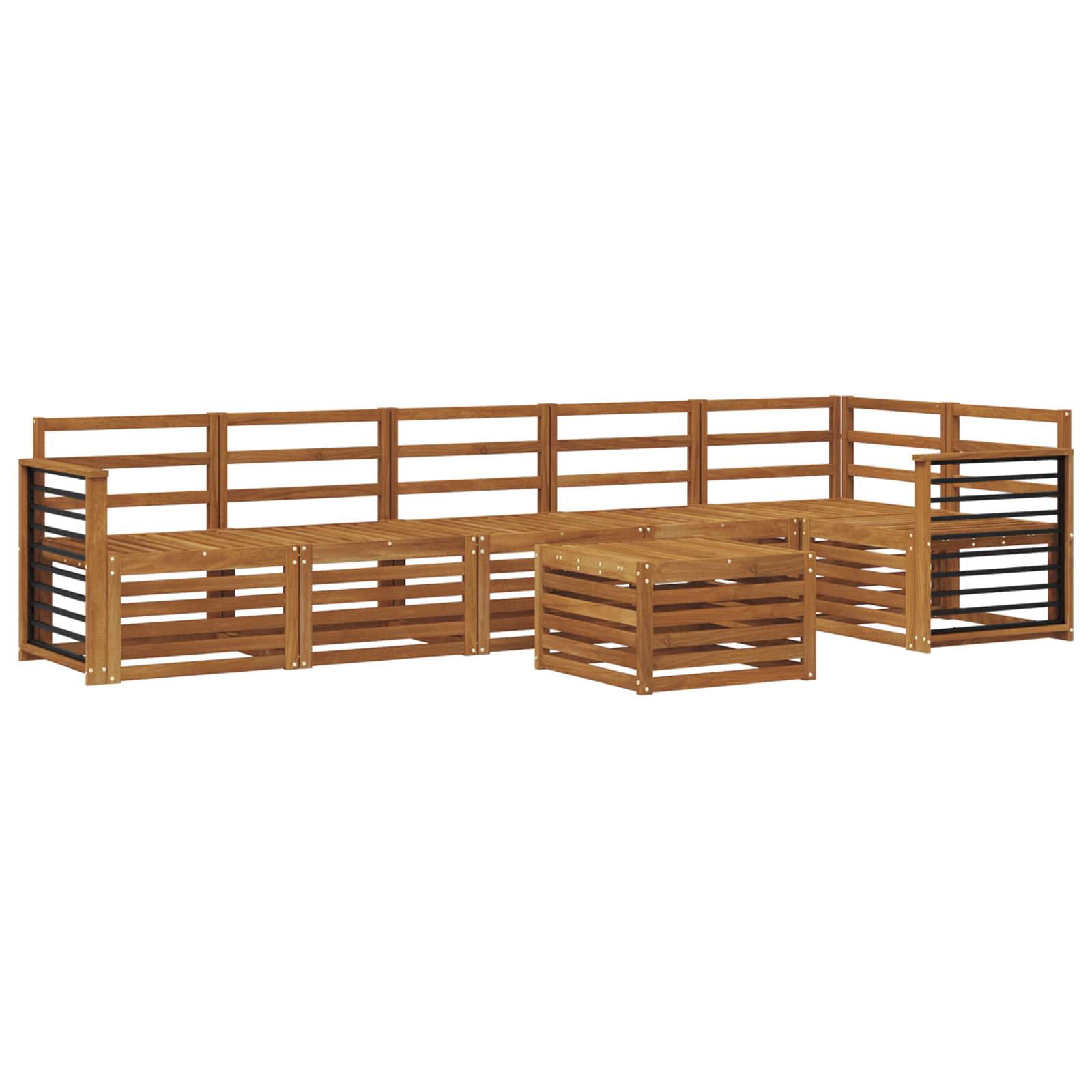 vidaXL Zestaw sofy narożnej 7 pcs Naturalny Lite Drewno Akacji