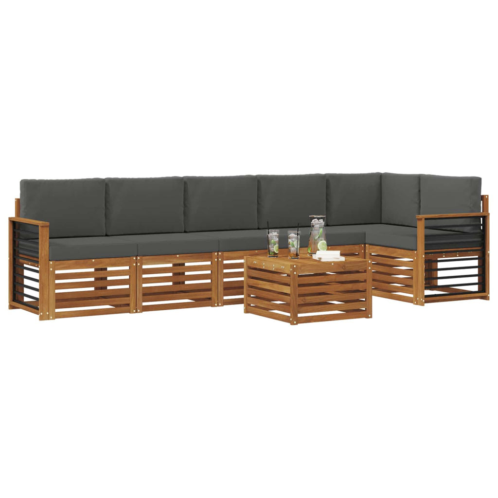 vidaXL Zestaw sofy narożnej z poduszką 7 pcs Naturalny i Antracytowy