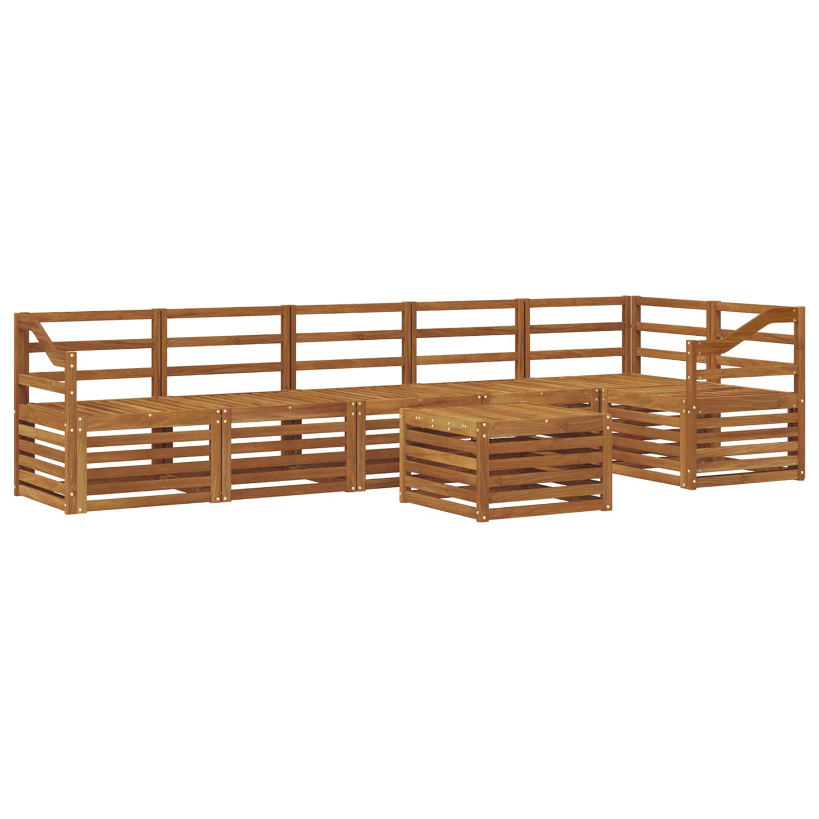 vidaXL Zestaw sofy narożnej 7 pcs Naturalny Lite Drewno Akacji