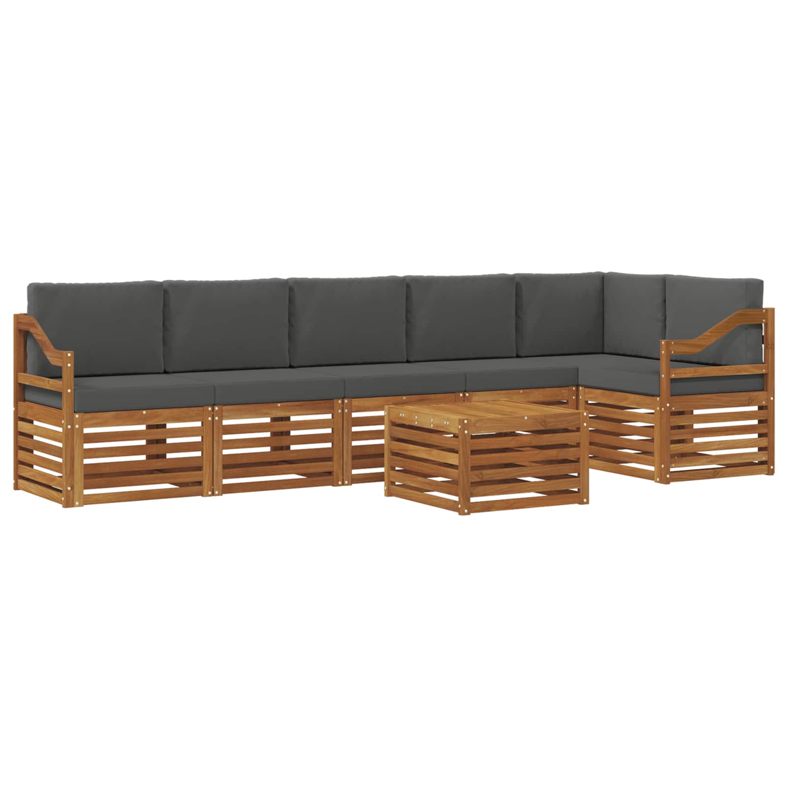 vidaXL Zestaw sofy narożnej z poduszką 7 pcs Naturalny i Antracytowy