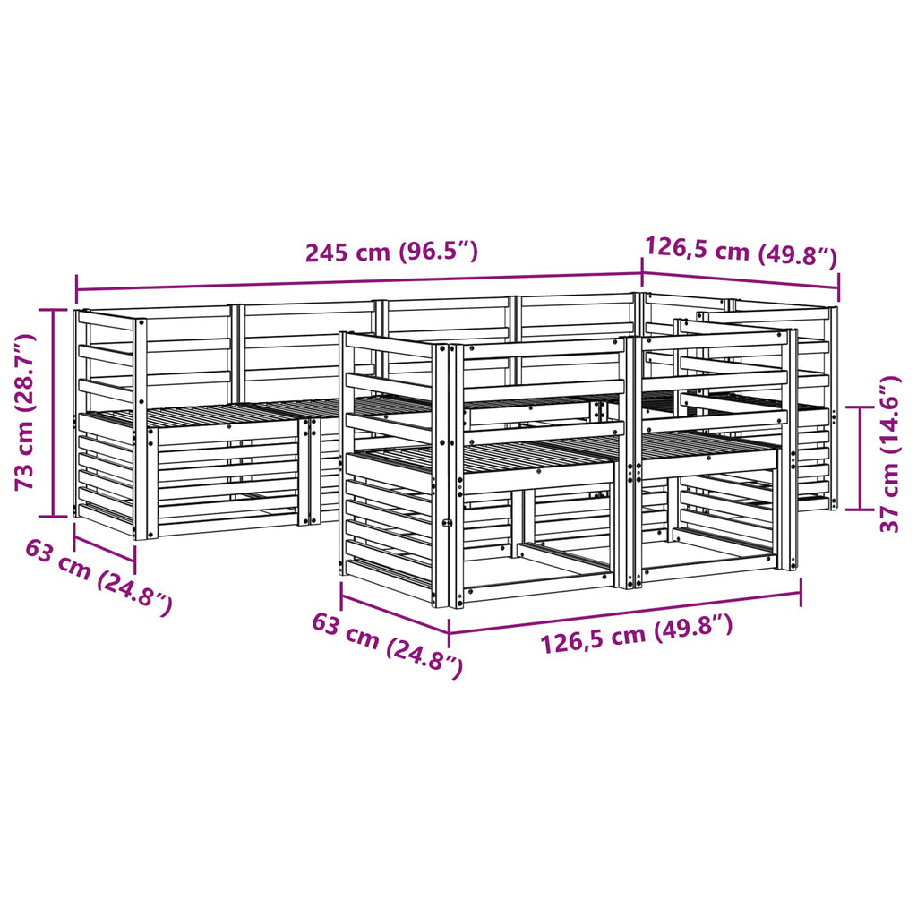 vidaXL Zestaw sofy narożnej 7 pcs Naturalny