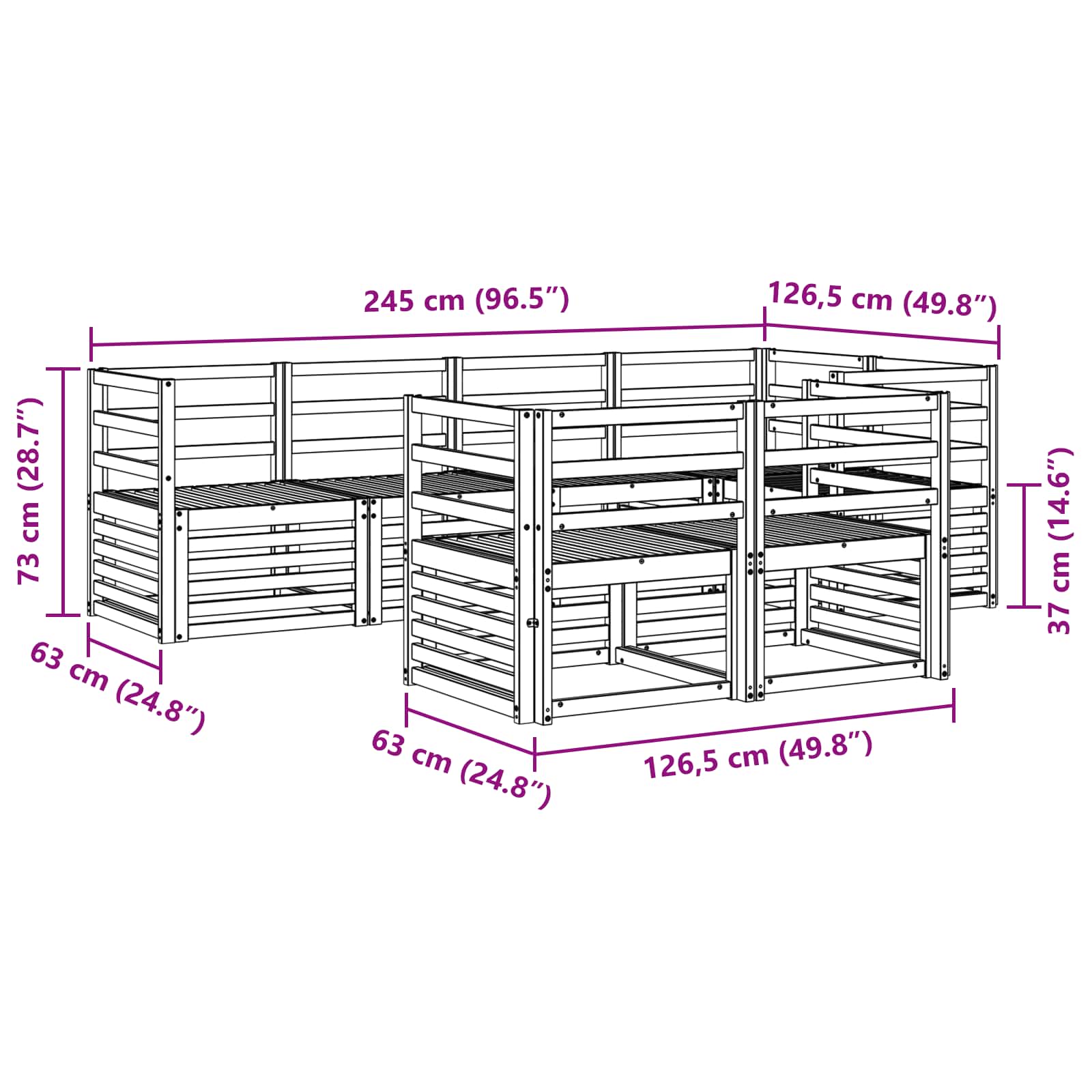 vidaXL Zestaw sofy narożnej 7 pcs Naturalny