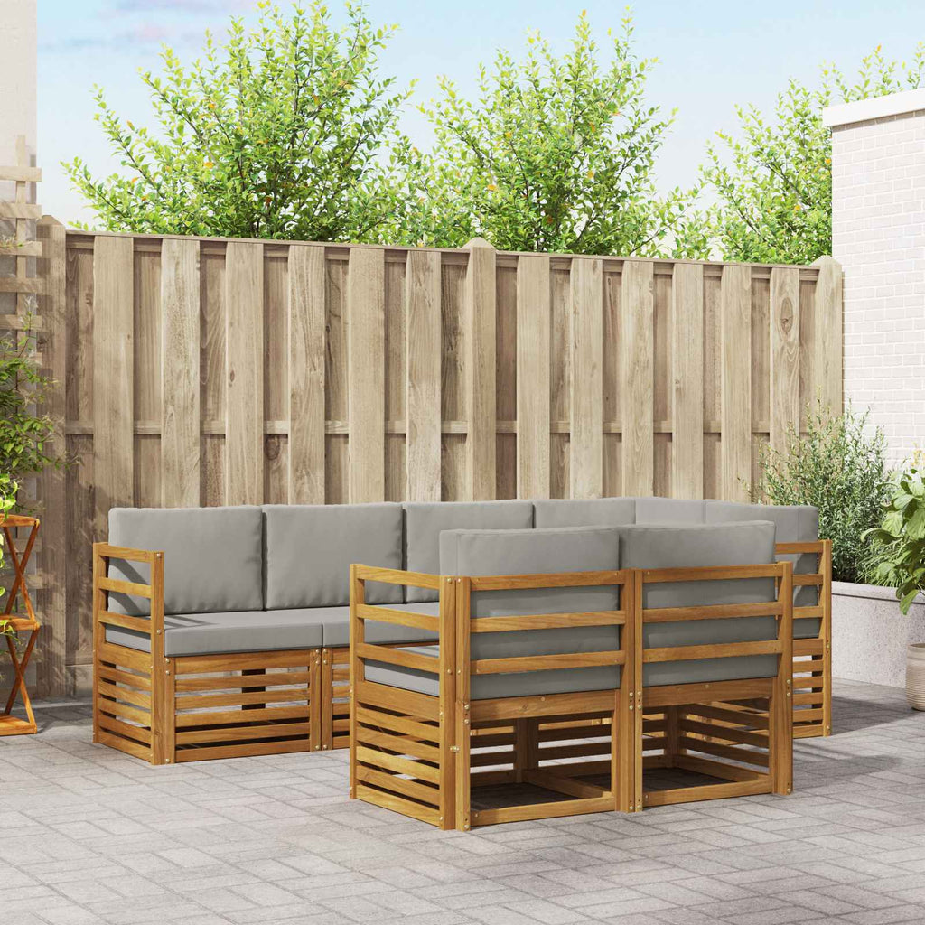 vidaXL Zestaw sofy narożnej z poduszką 7 pcs Naturalny i Jasny Szary