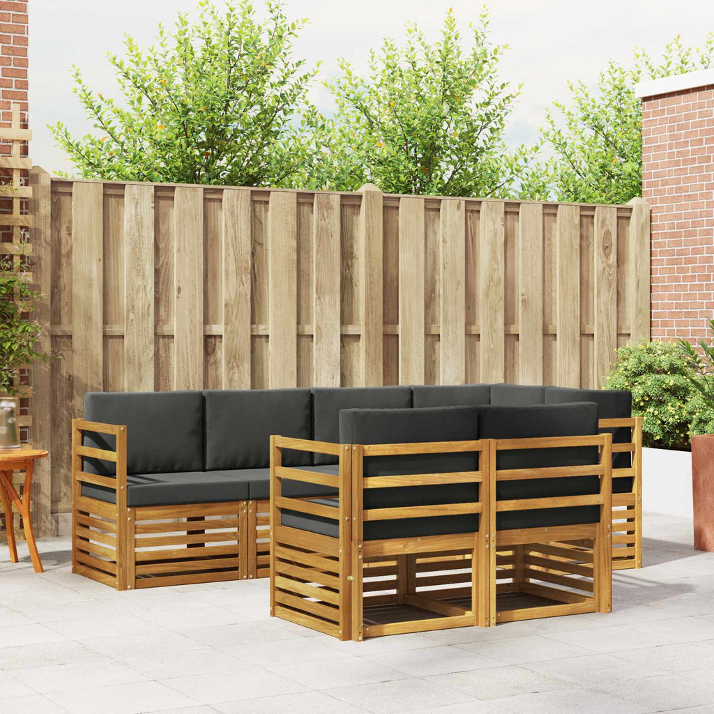vidaXL Zestaw sofy narożnej z poduszką 7 pcs Naturalny i Antracytowy