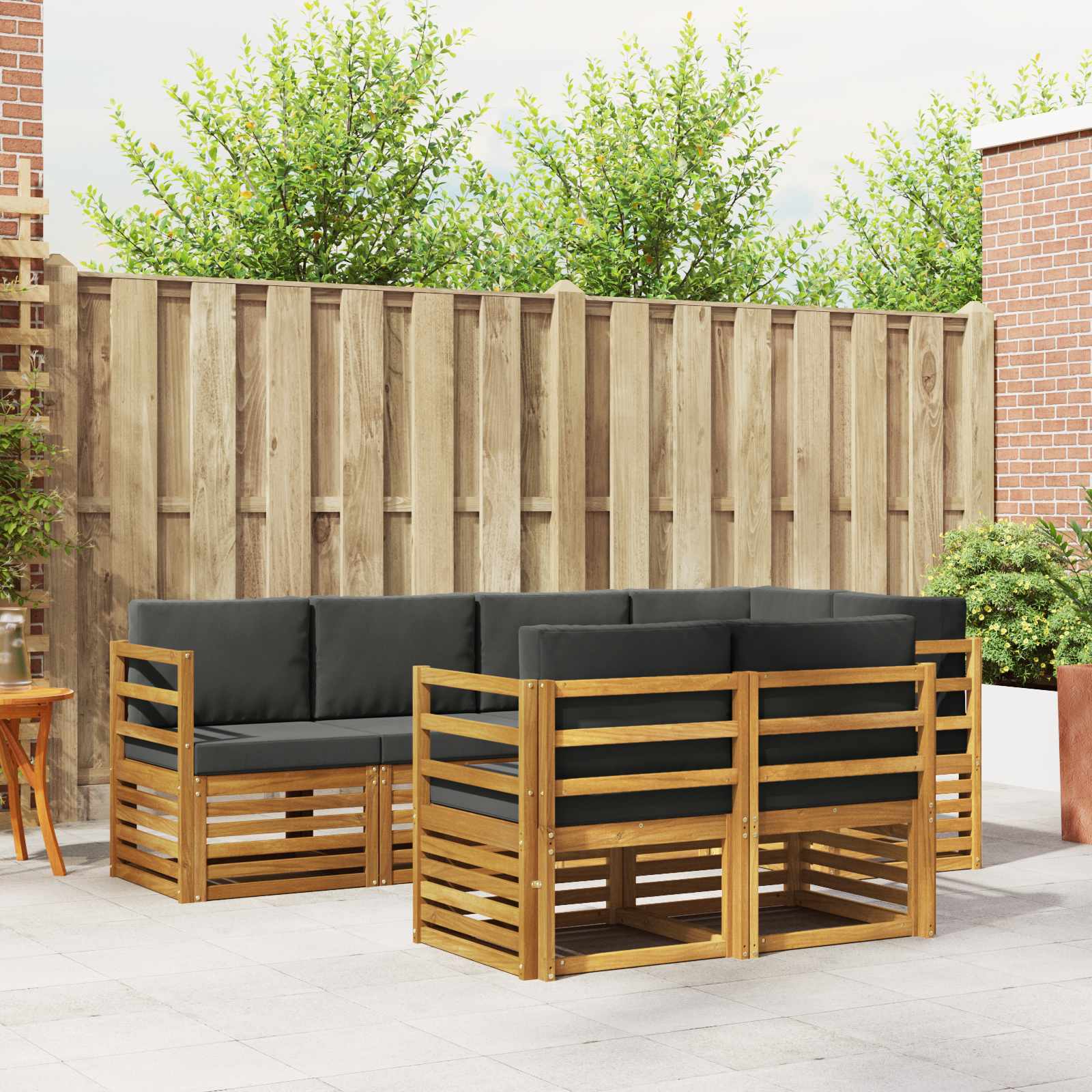 vidaXL Zestaw sofy narożnej z poduszką 7 pcs Naturalny i Antracytowy