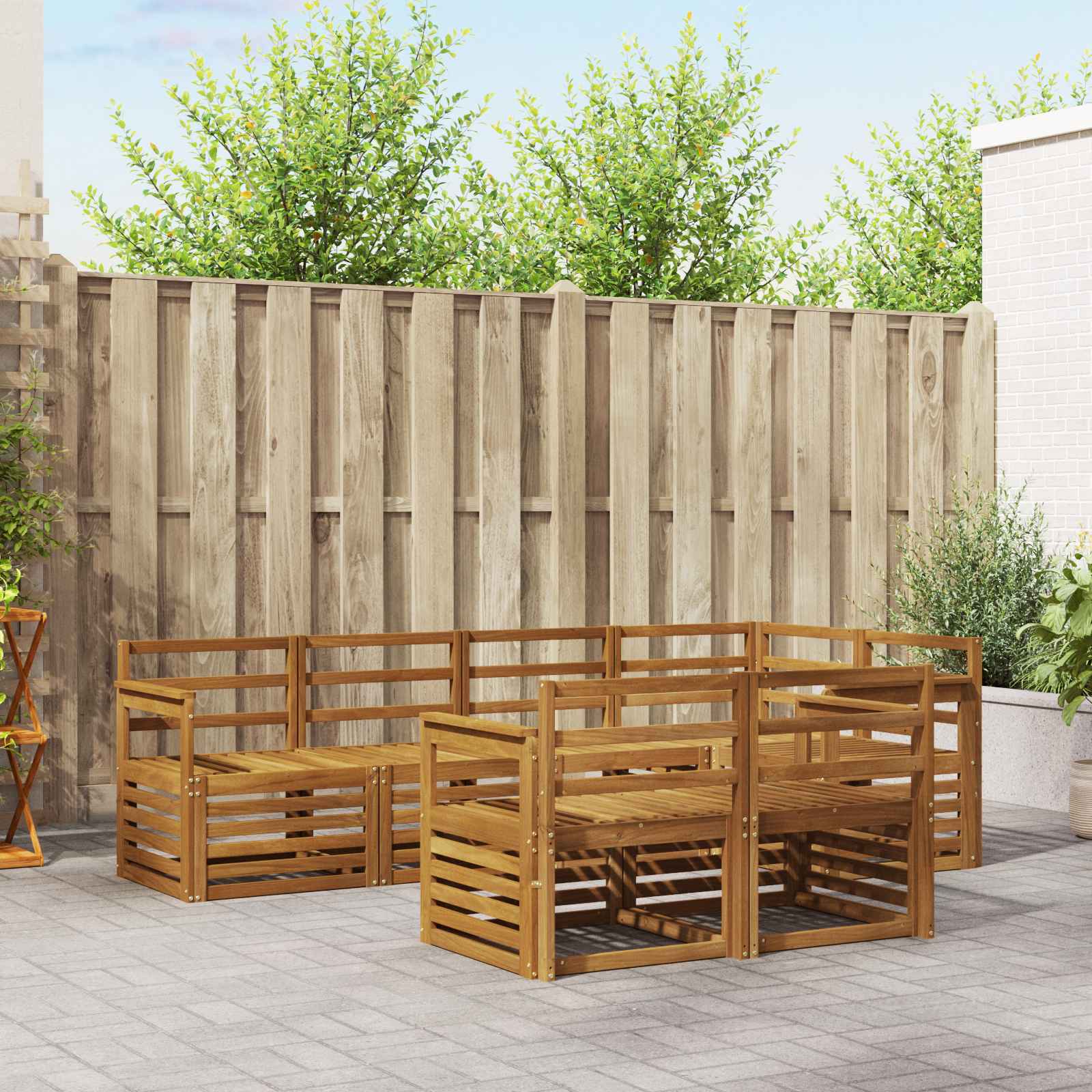 vidaXL Zestaw sofy narożnej 7 pcs Naturalny Lite Drewno Akacji