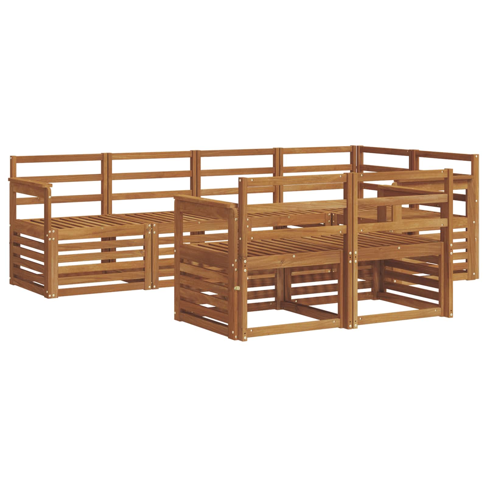 vidaXL Zestaw sofy narożnej 7 pcs Naturalny Lite Drewno Akacji