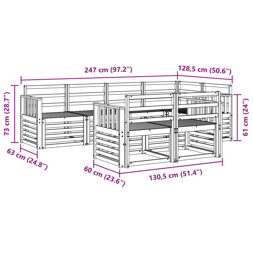 vidaXL Zestaw sof na zewnątrz 7 pcs Naturalny Poliester