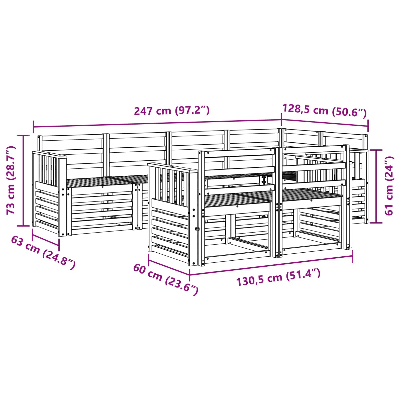 vidaXL Zestaw sof na zewnątrz 7 pcs Naturalny Poliester
