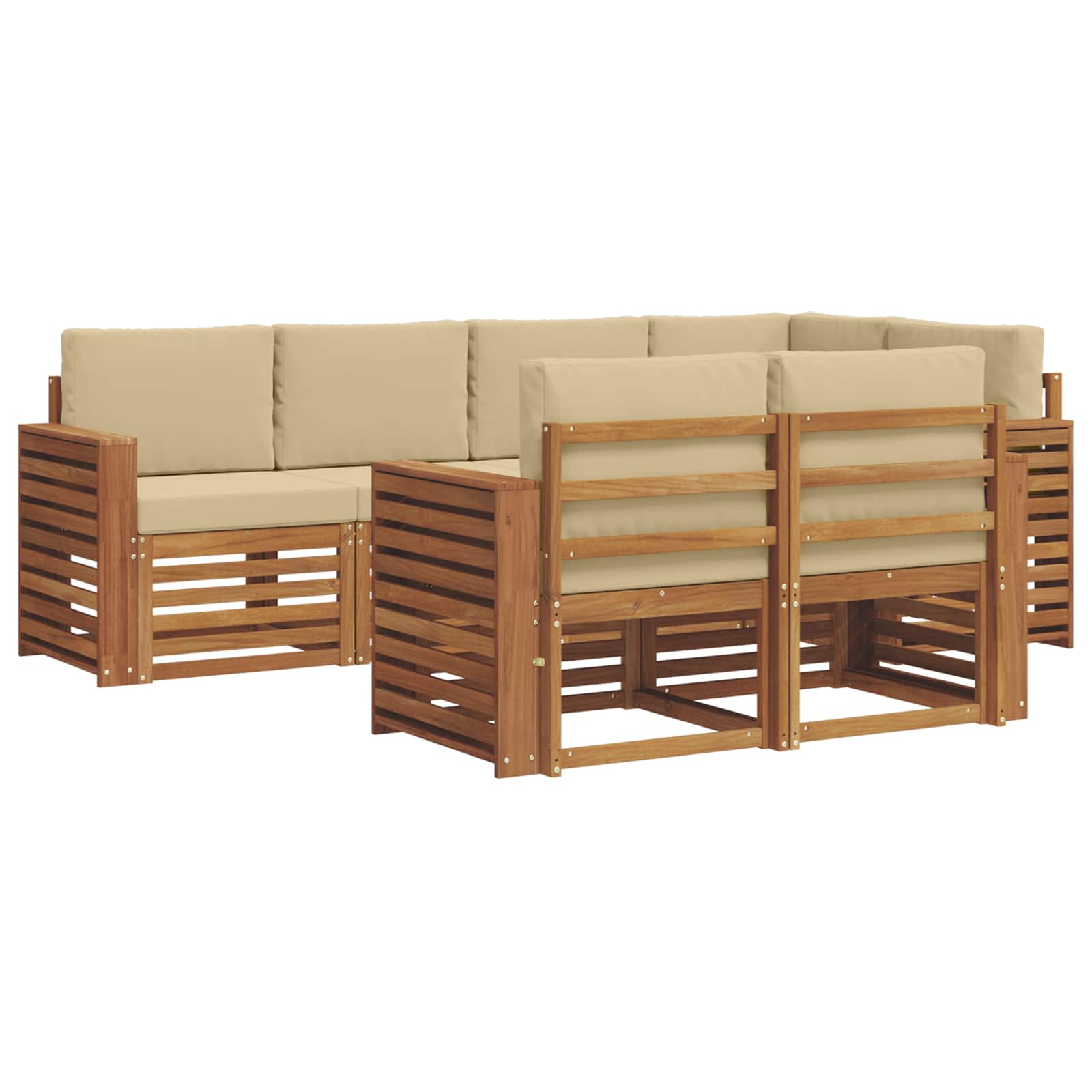 vidaXL Zestaw sofy narożnej z poduszką 7 pcs Naturalny i Beżowy