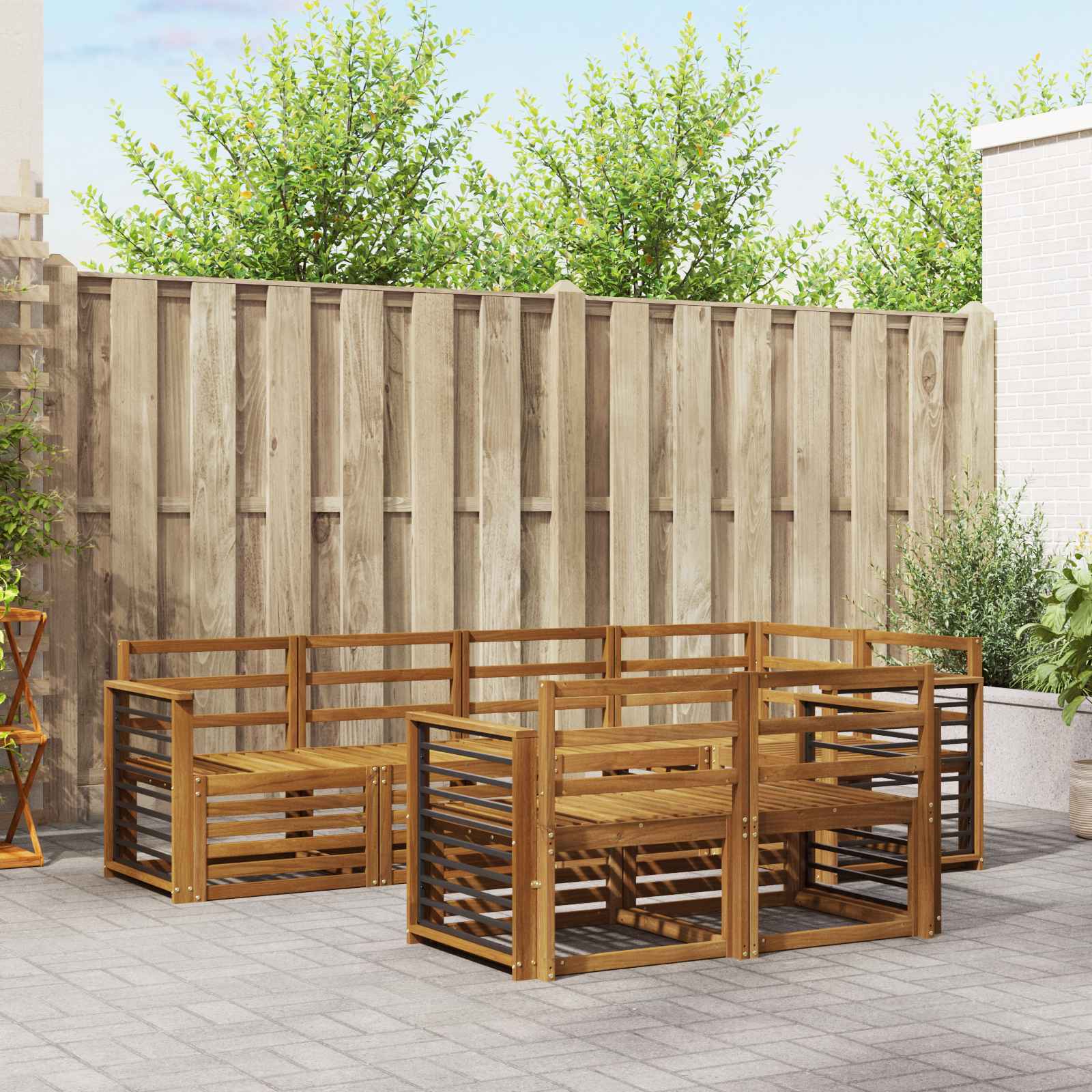 vidaXL Zestawy sof 7 pcs Naturalny Lite Drewno Akacji