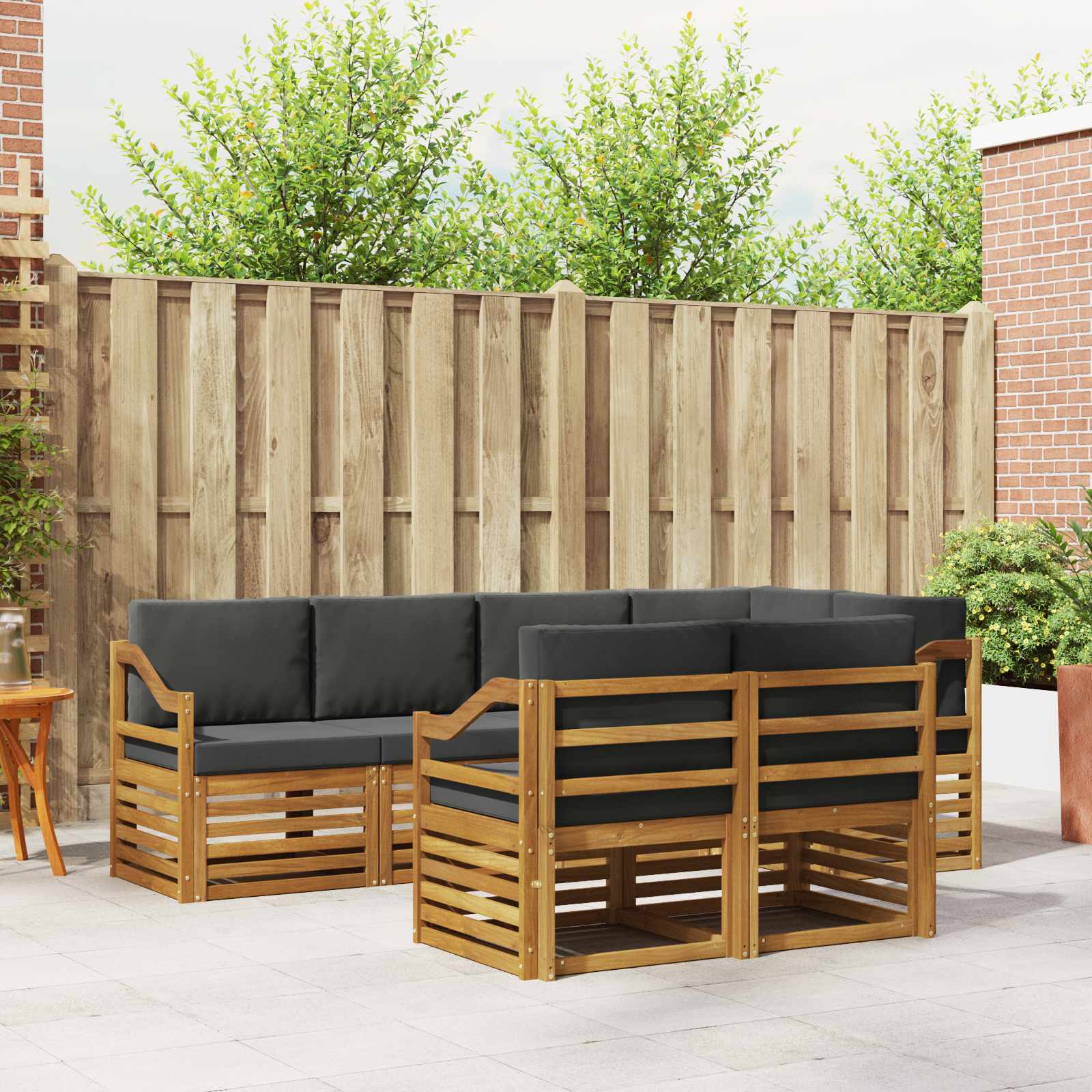 vidaXL Zestaw sofy narożnej z poduszką 7 pcs Naturalny i Antracytowy