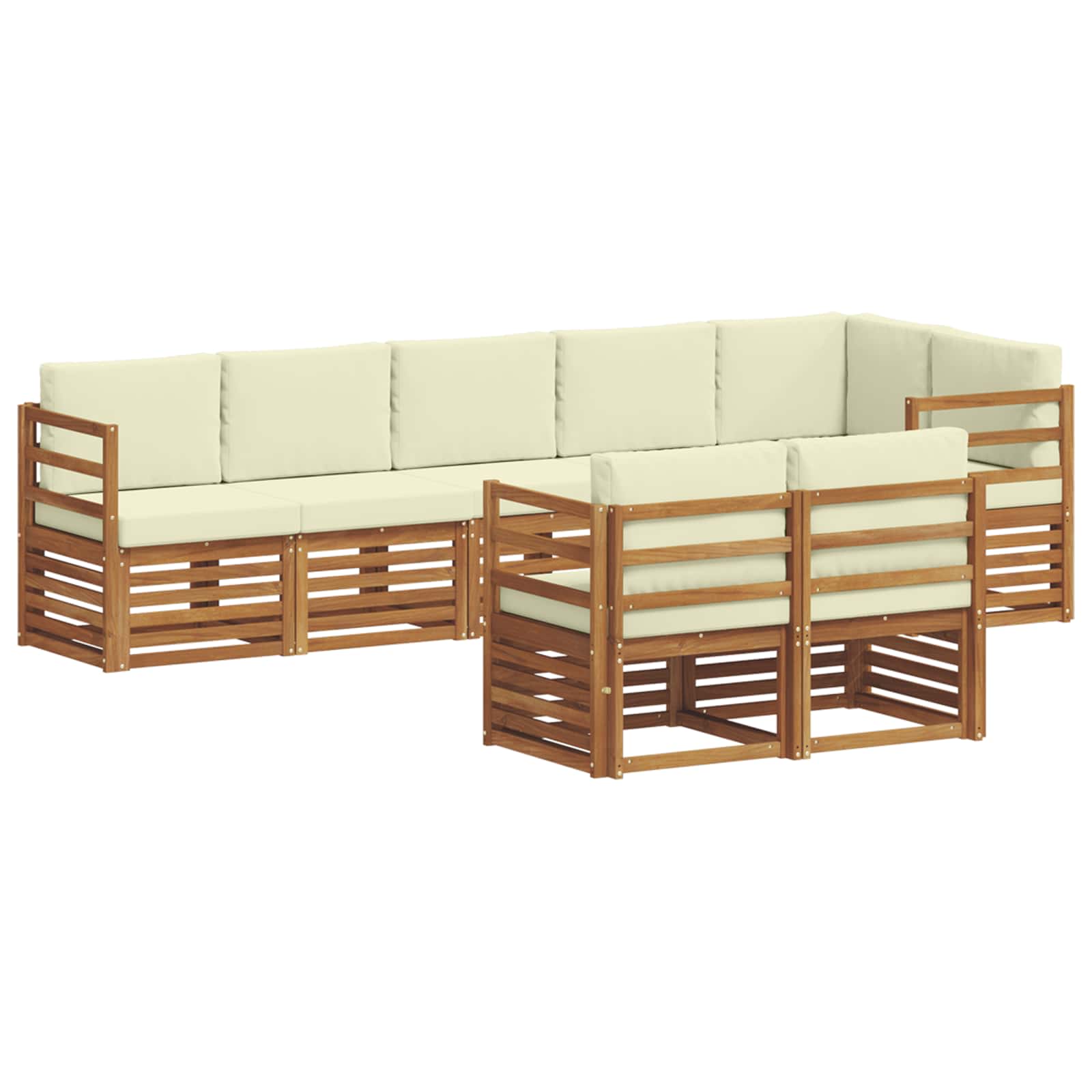 vidaXL Zestawy sof 8 pcs Naturalny i Kremowy Lite Drewno Akacji