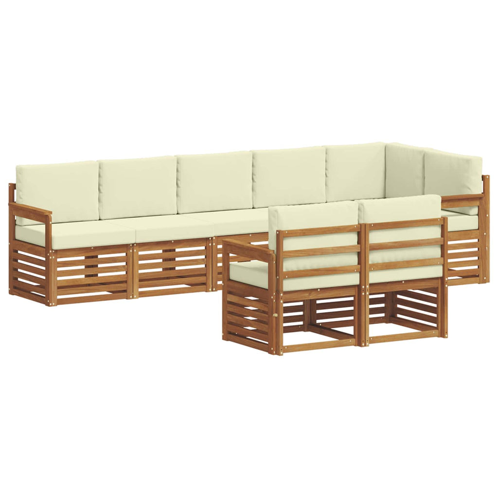 vidaXL Zestawy sof 8 pcs Naturalny i Kremowy Lite Drewno Akacji