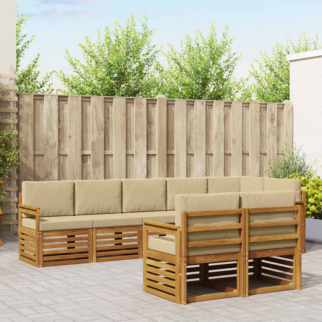 vidaXL Zestawy sof 8 pcs Naturalny i Beżowy Lite Drewno Akacji