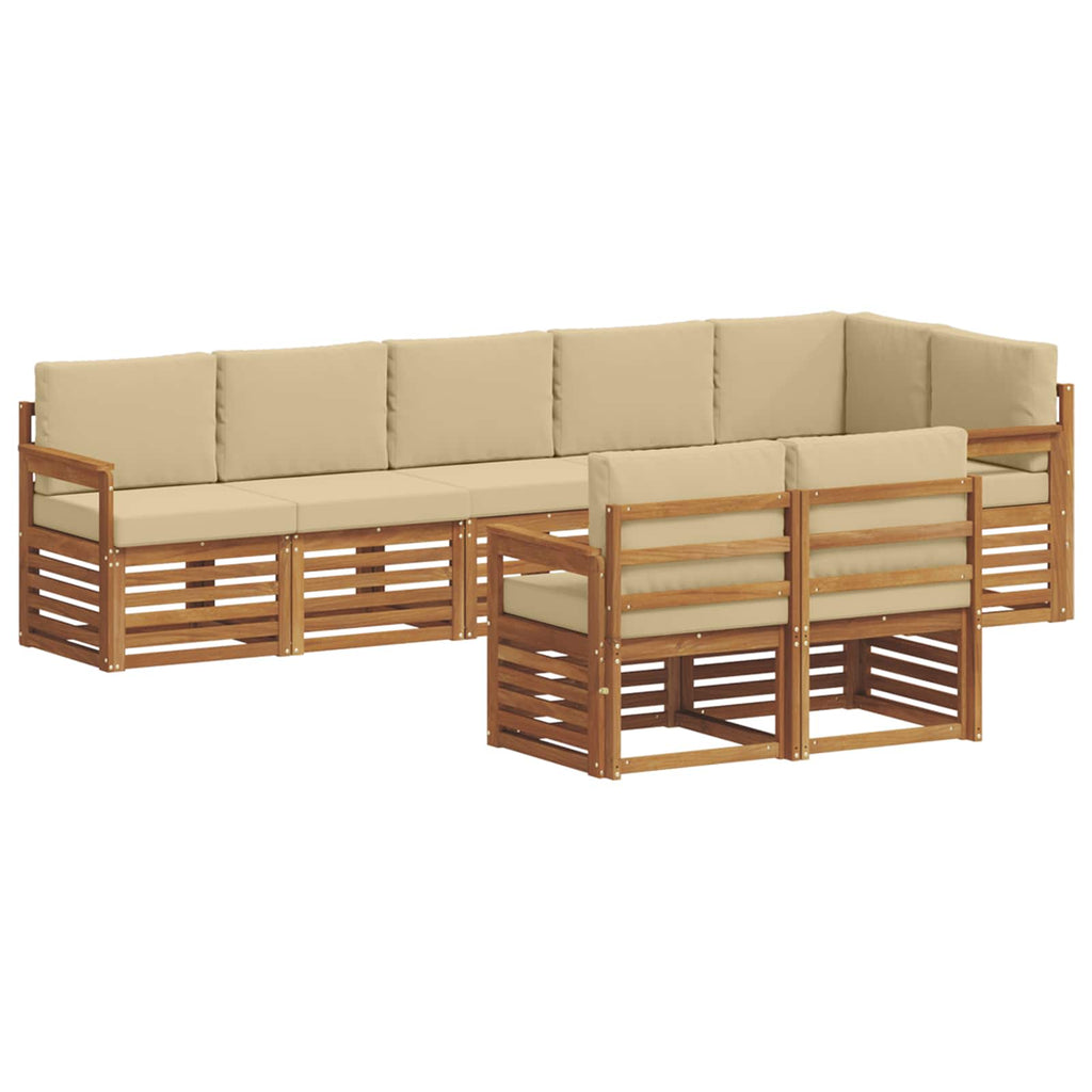 vidaXL Zestawy sof 8 pcs Naturalny i Beżowy Lite Drewno Akacji