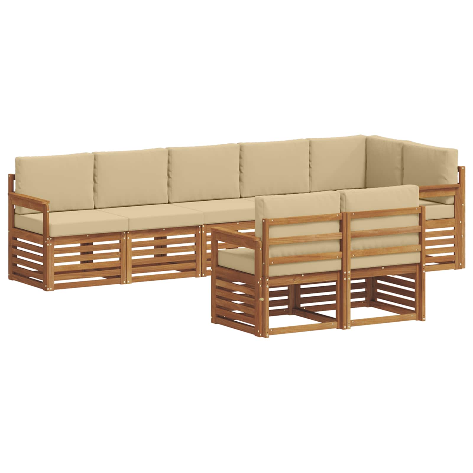 vidaXL Zestawy sof 8 pcs Naturalny i Beżowy Lite Drewno Akacji