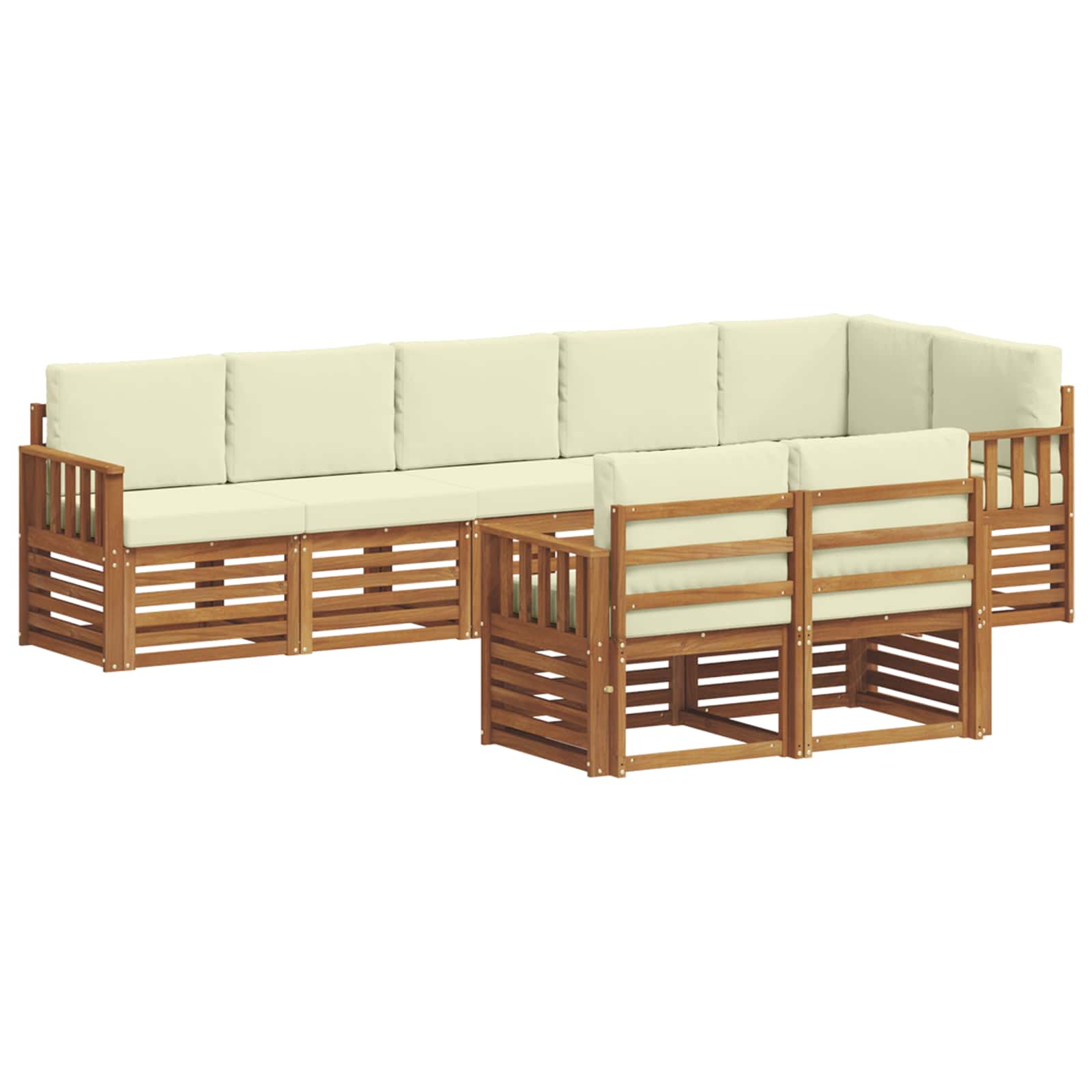 vidaXL Zestawy sof 8 pcs Naturalny i Kremowy Lite Drewno Akacji