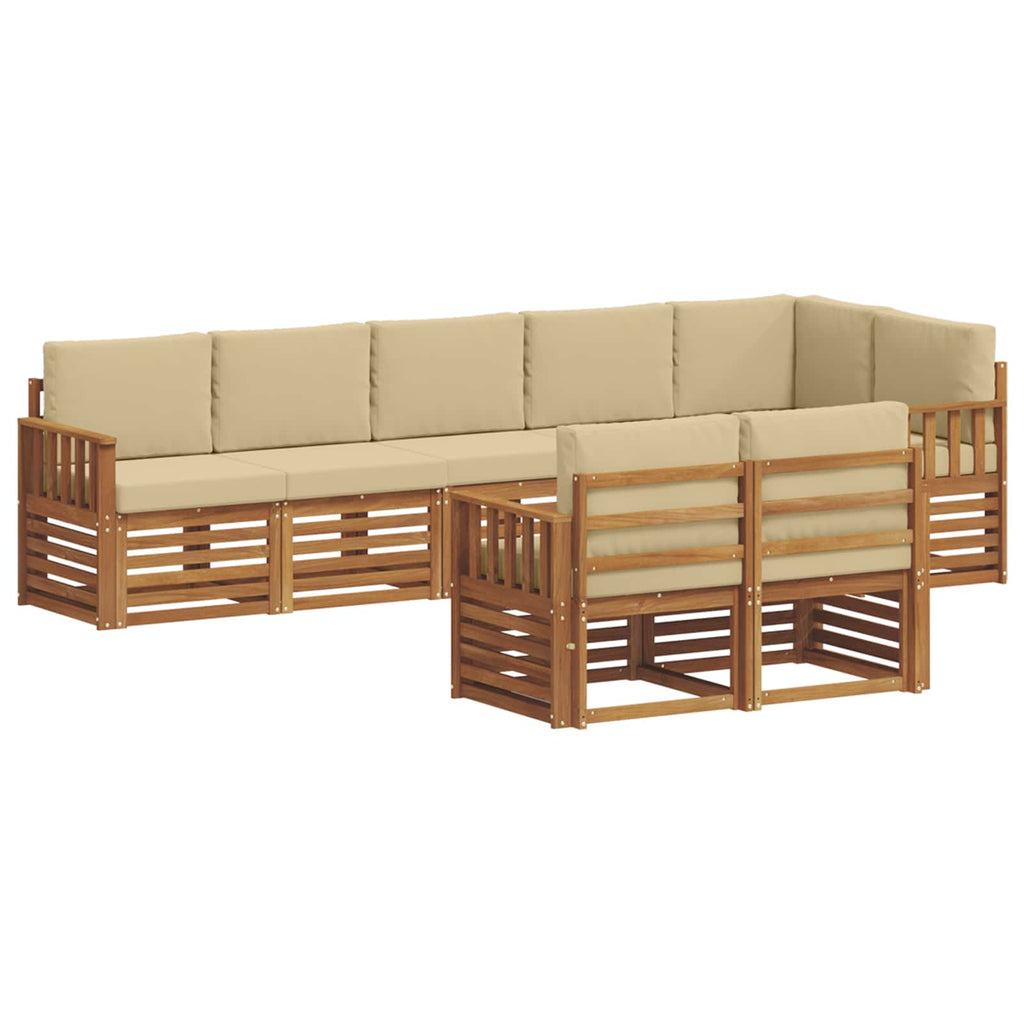 vidaXL Zestawy sof 8 pcs Naturalny i Beżowy Lite Drewno Akacji
