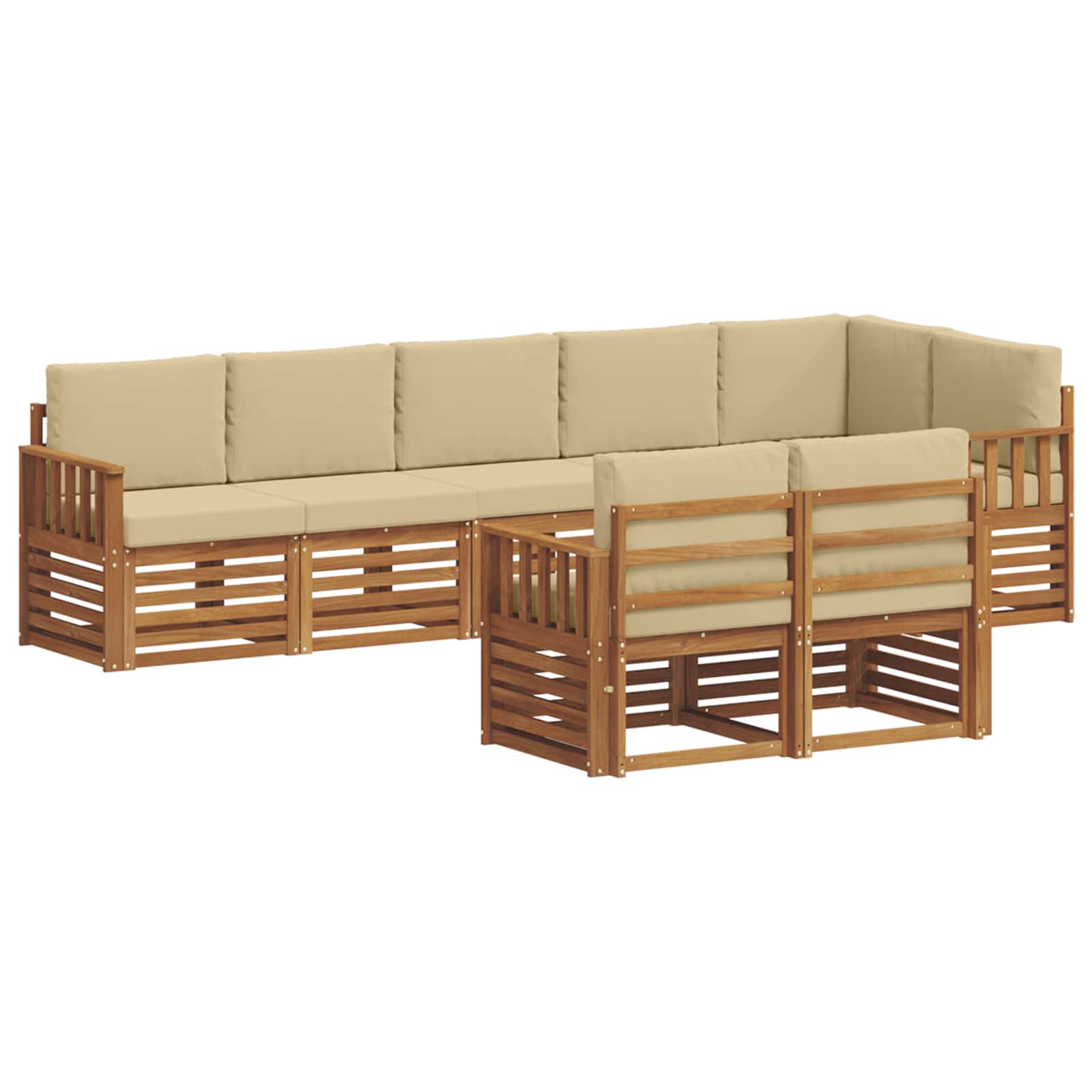 vidaXL Zestawy sof 8 pcs Naturalny i Beżowy Lite Drewno Akacji