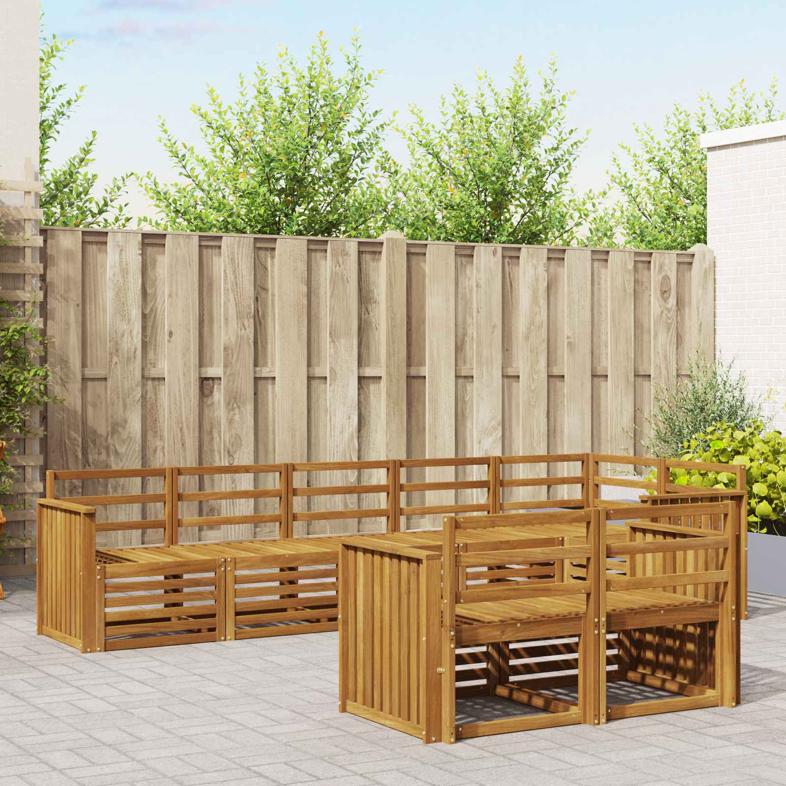 vidaXL Zestawy sof 8 pcs Naturalny Lite Drewno Akacji