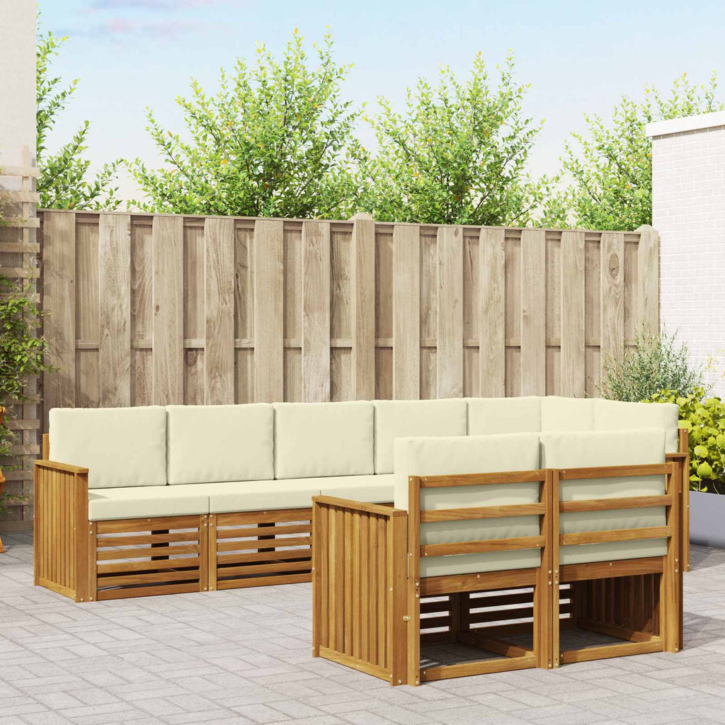 vidaXL Zestawy sof 8 pcs Naturalny i Kremowy Lite Drewno Akacji