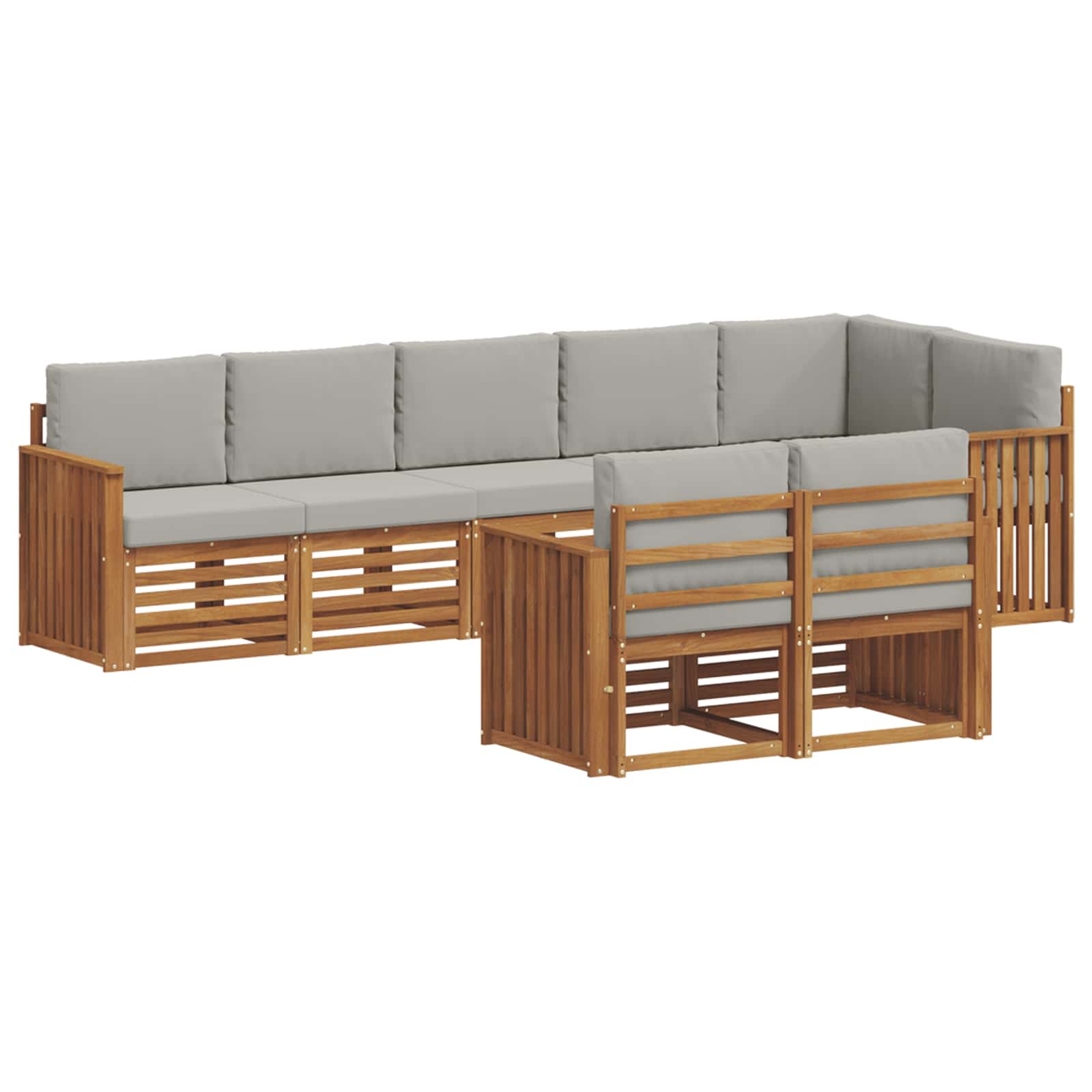 vidaXL Zestawy sof 8 pcs Naturalny i Jasny Szary Lite Drewno Akacji