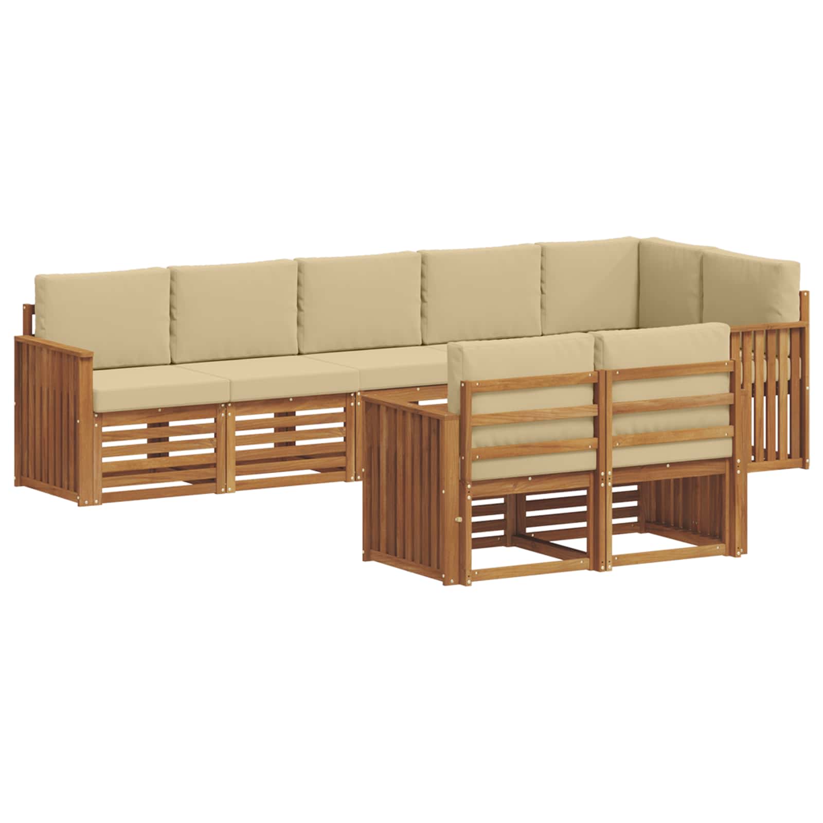 vidaXL Zestawy sof 8 pcs Naturalny i Beżowy Lite Drewno Akacji