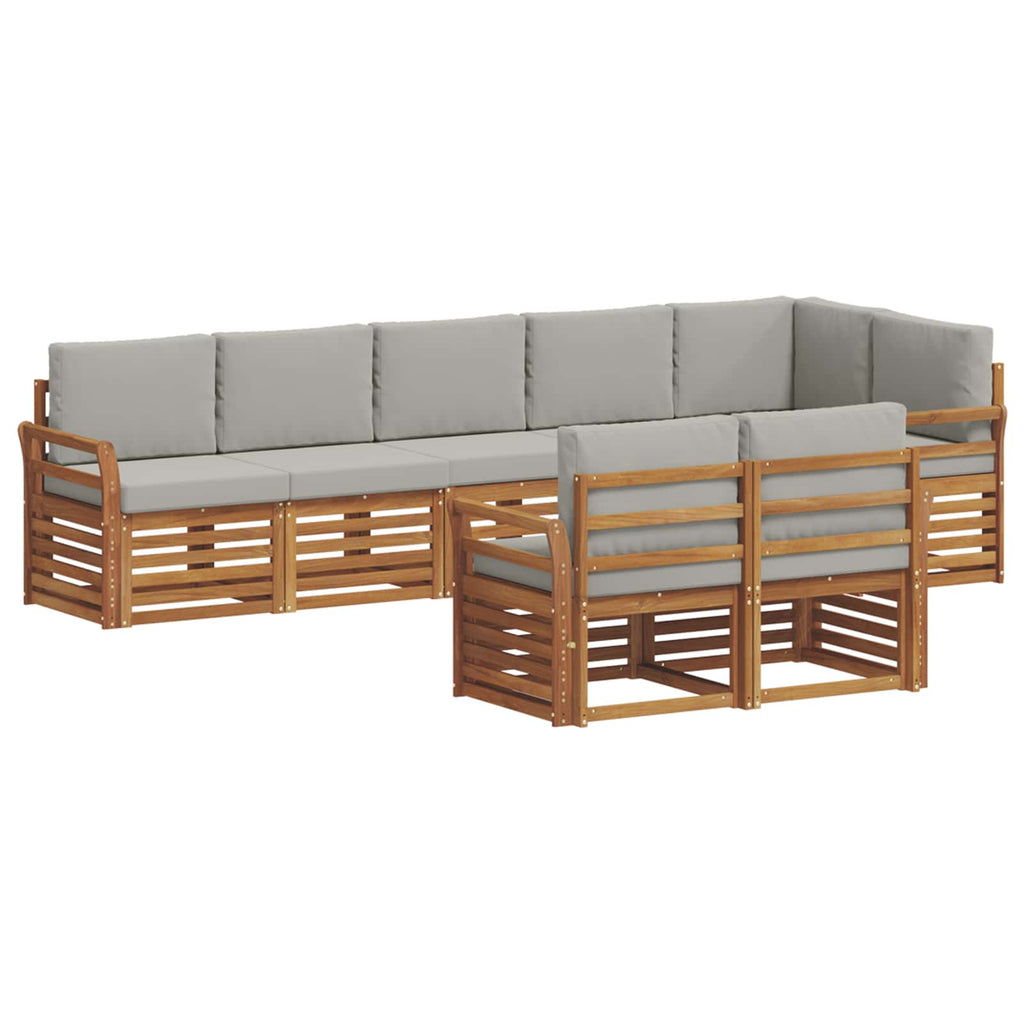 vidaXL Zestawy sof 8 pcs Naturalny i Jasny Szary Lite Drewno Akacji