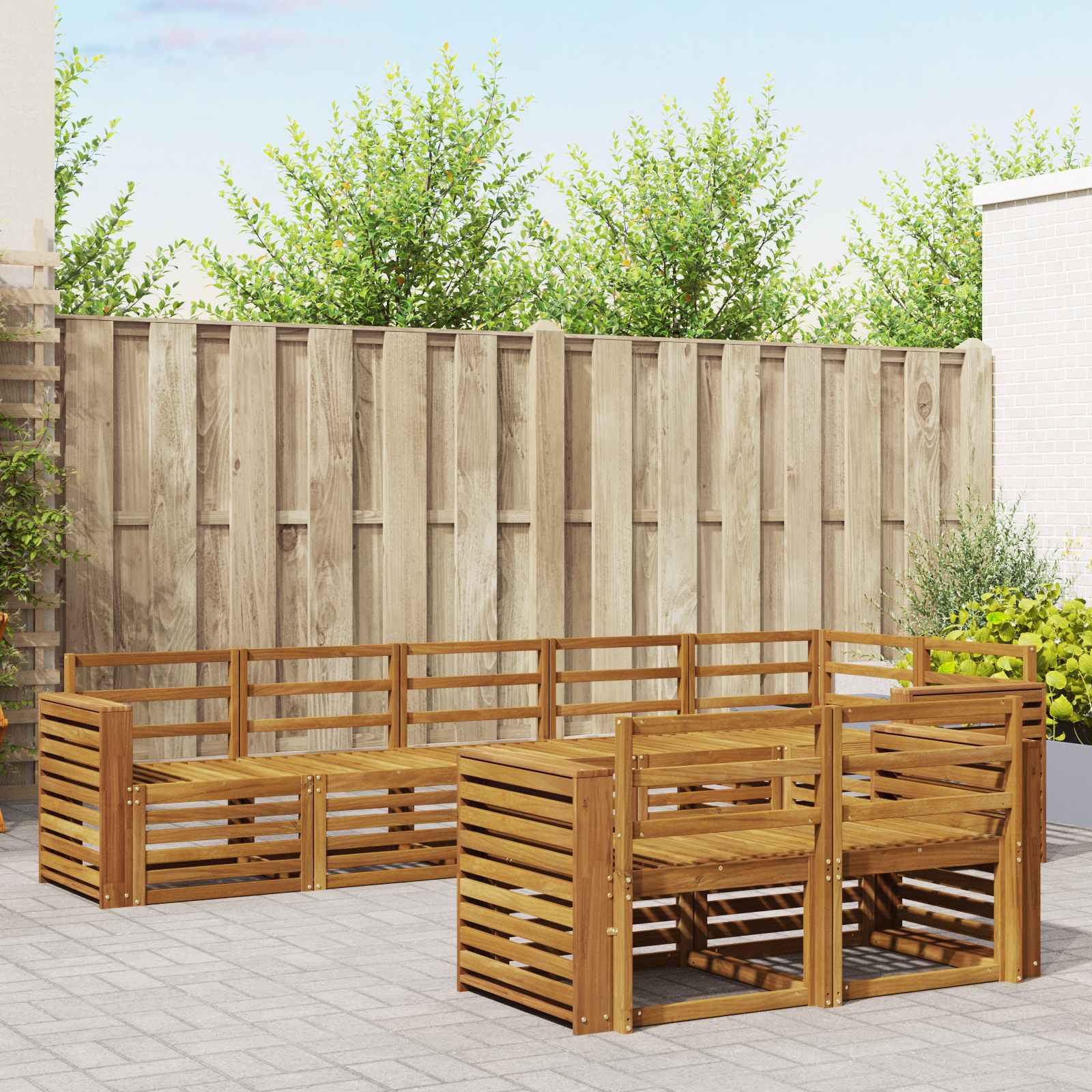 vidaXL Zestawy sof 8 pcs Naturalny Lite Drewno Akacji