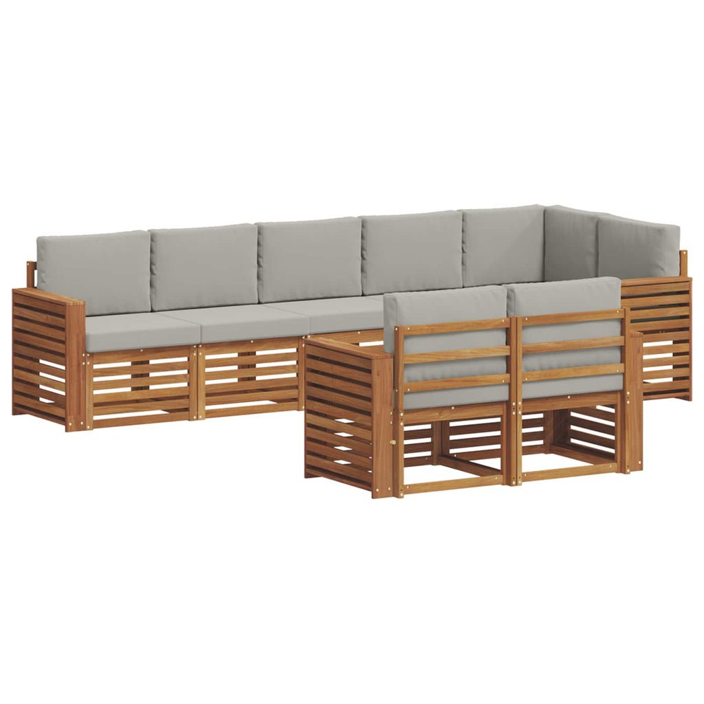 vidaXL Zestawy sof 8 pcs Naturalny i Jasny Szary Lite Drewno Akacji