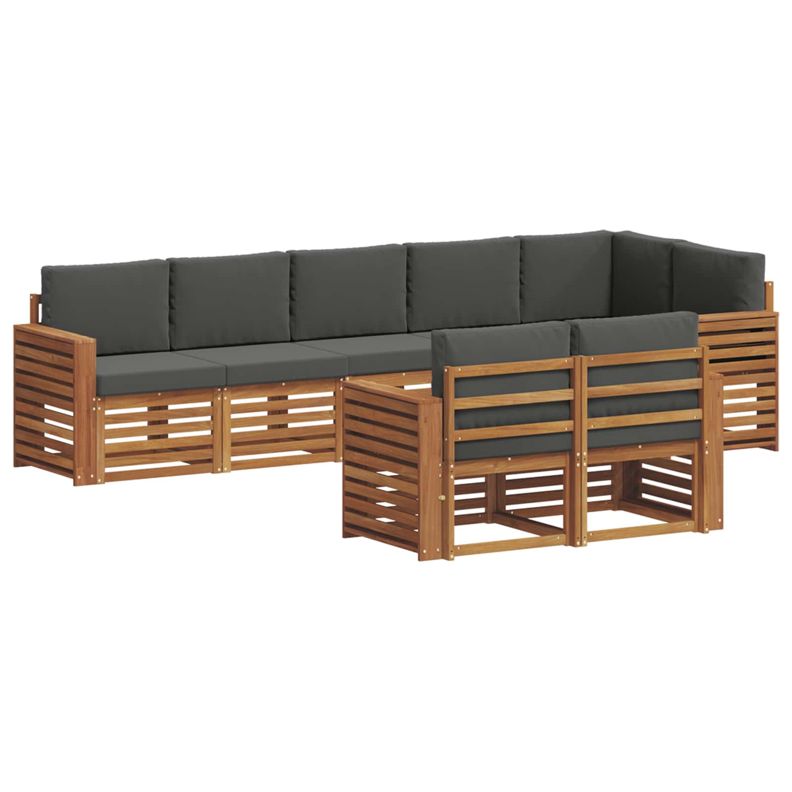vidaXL Zestawy sof 8 pcs Naturalny i Antracytowy Lite Drewno Akacji