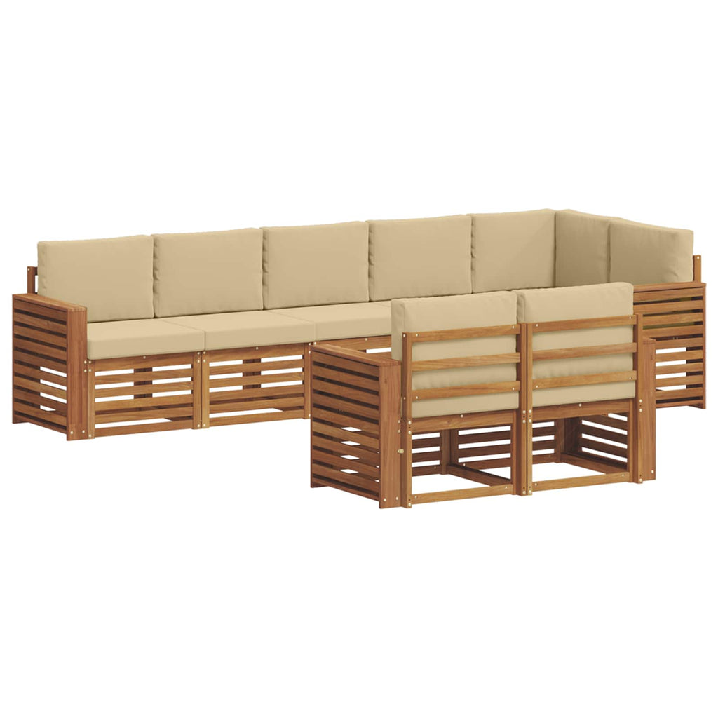vidaXL Zestawy sof 8 pcs Naturalny i Beżowy Lite Drewno Akacji