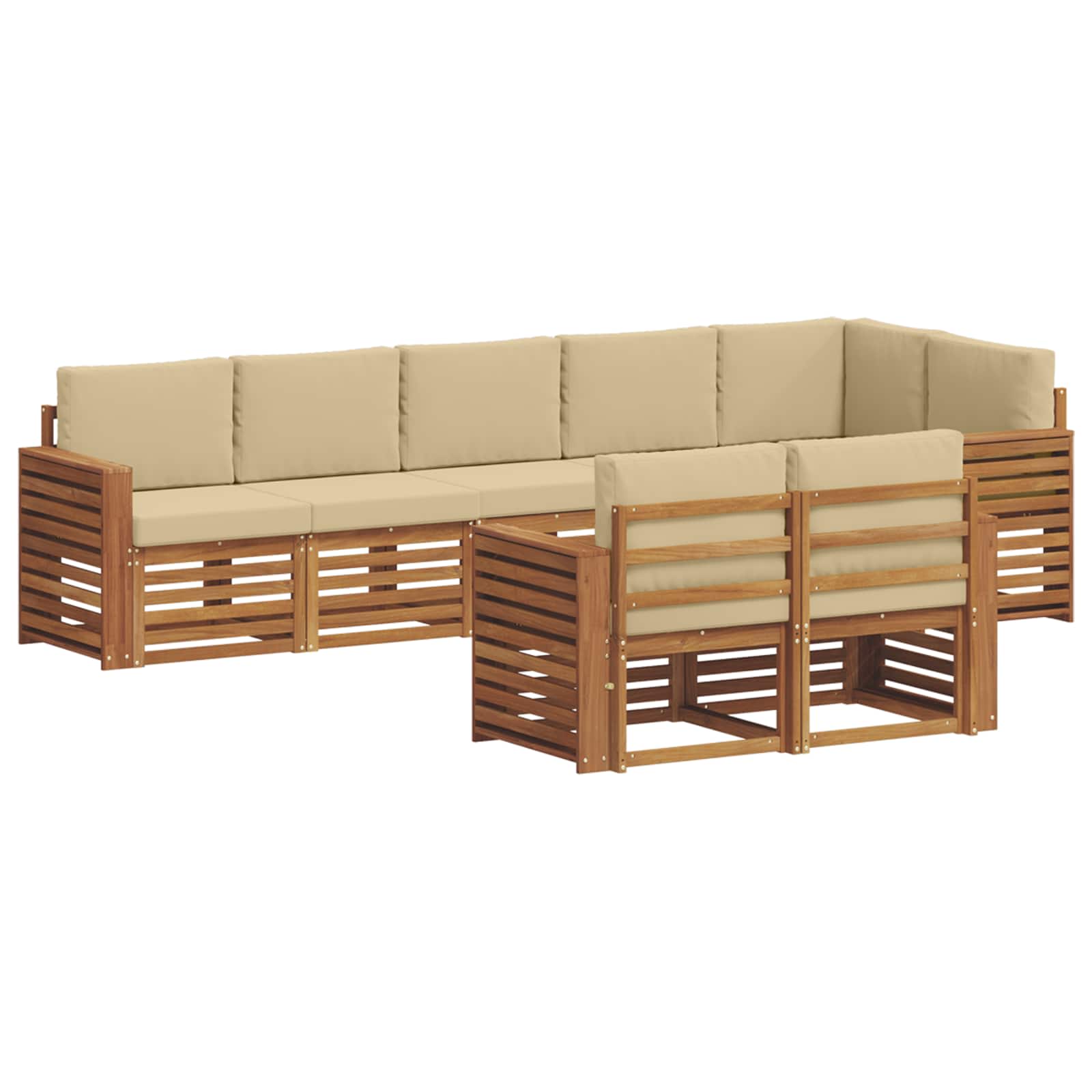 vidaXL Zestawy sof 8 pcs Naturalny i Beżowy Lite Drewno Akacji