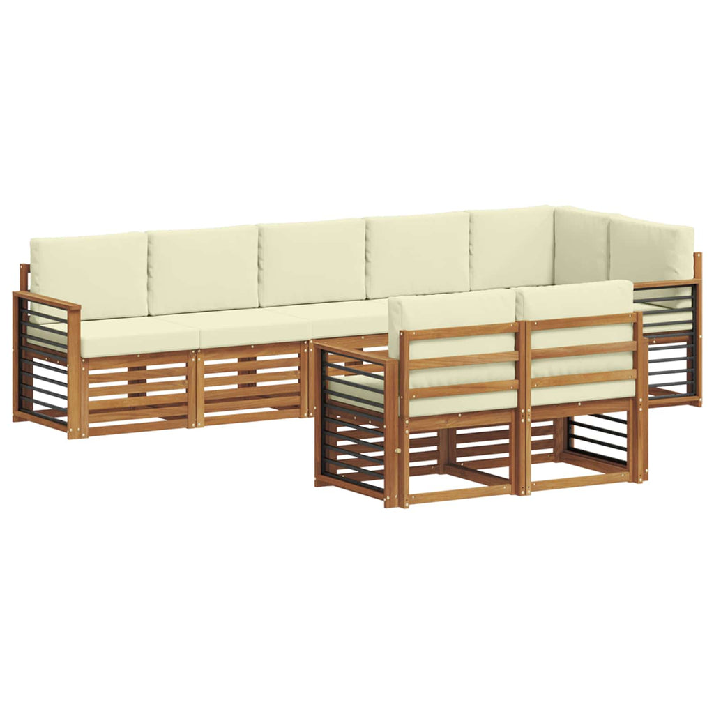 vidaXL Zestawy sof 8 pcs Naturalny i Kremowy Lite Drewno Akacji