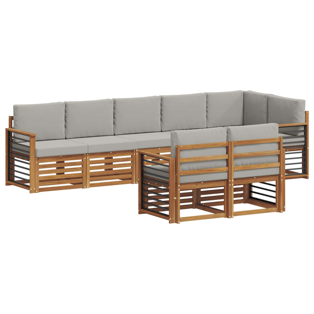 vidaXL Zestawy sof 8 pcs Naturalny i Jasny Szary Lite Drewno Akacji