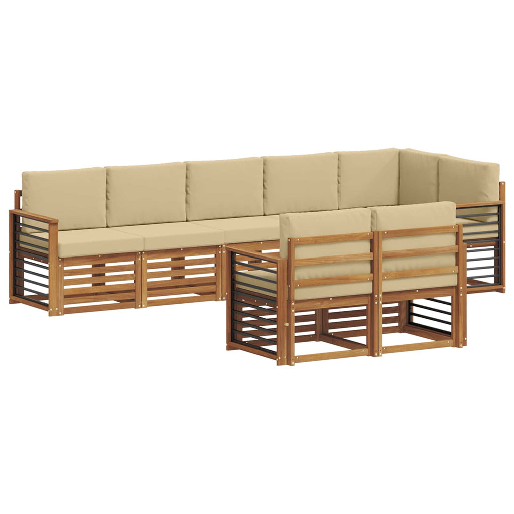 vidaXL Zestawy sof 8 pcs Naturalny i Beżowy Lite Drewno Akacji