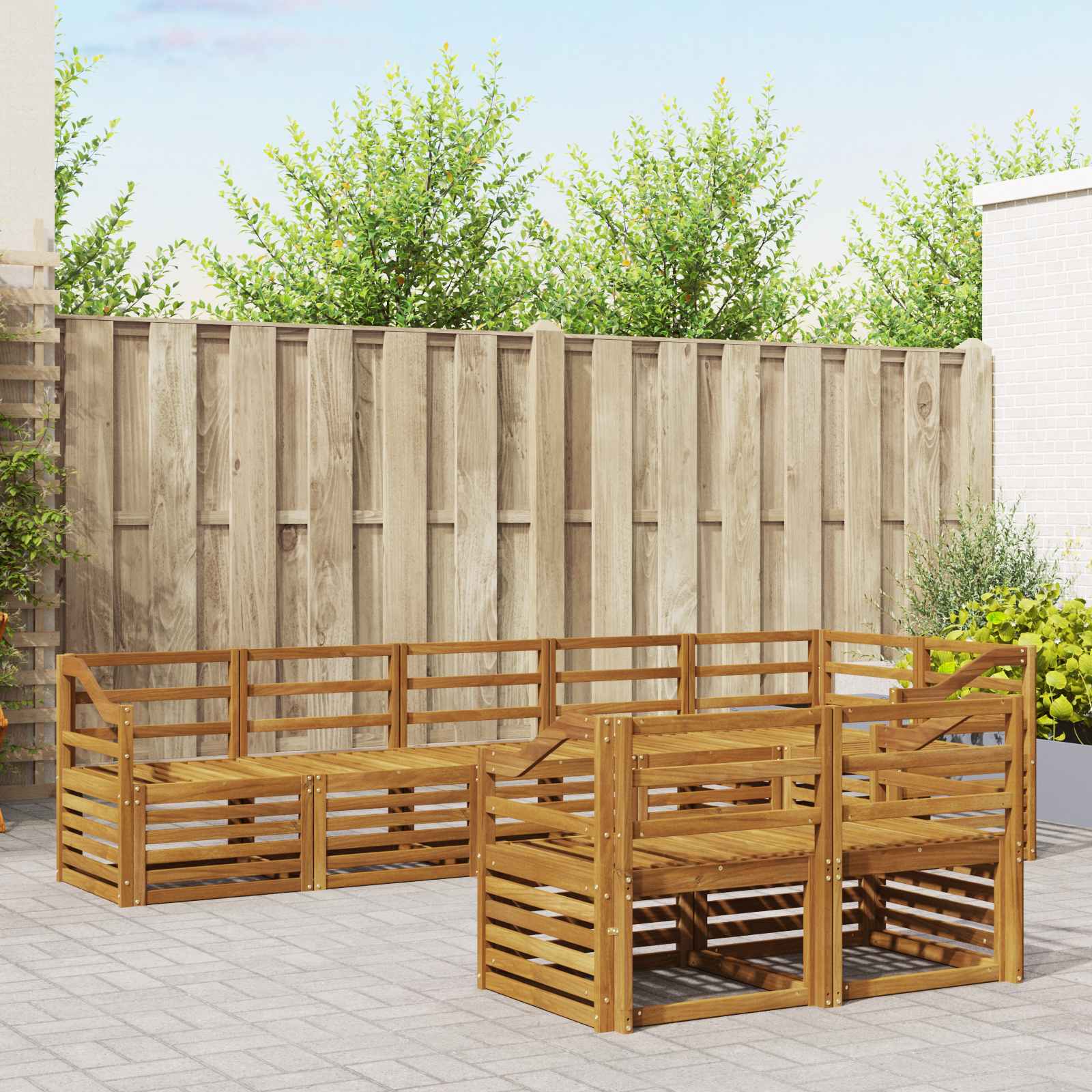 vidaXL Zestawy sof 8 pcs Naturalny Lite Drewno Akacji