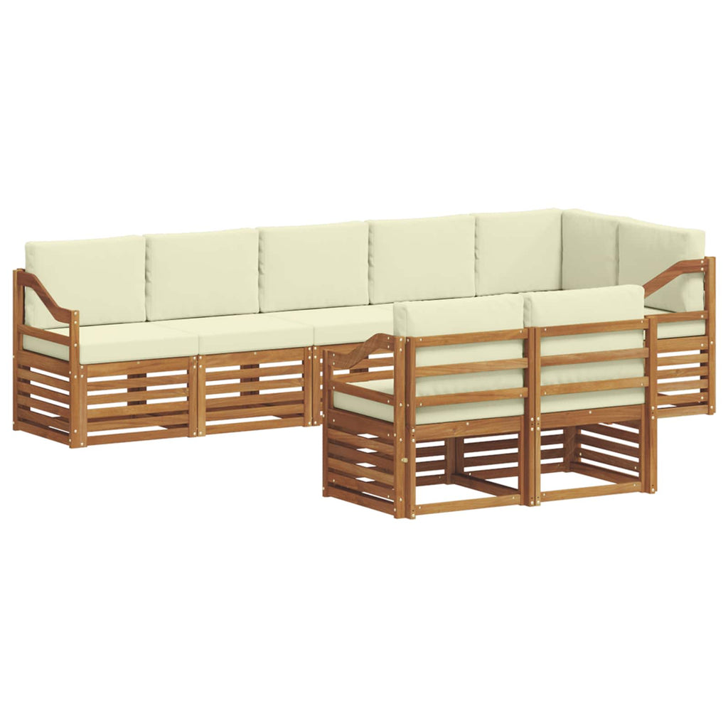 vidaXL Zestawy sof 8 pcs Naturalny i Kremowy Lite Drewno Akacji