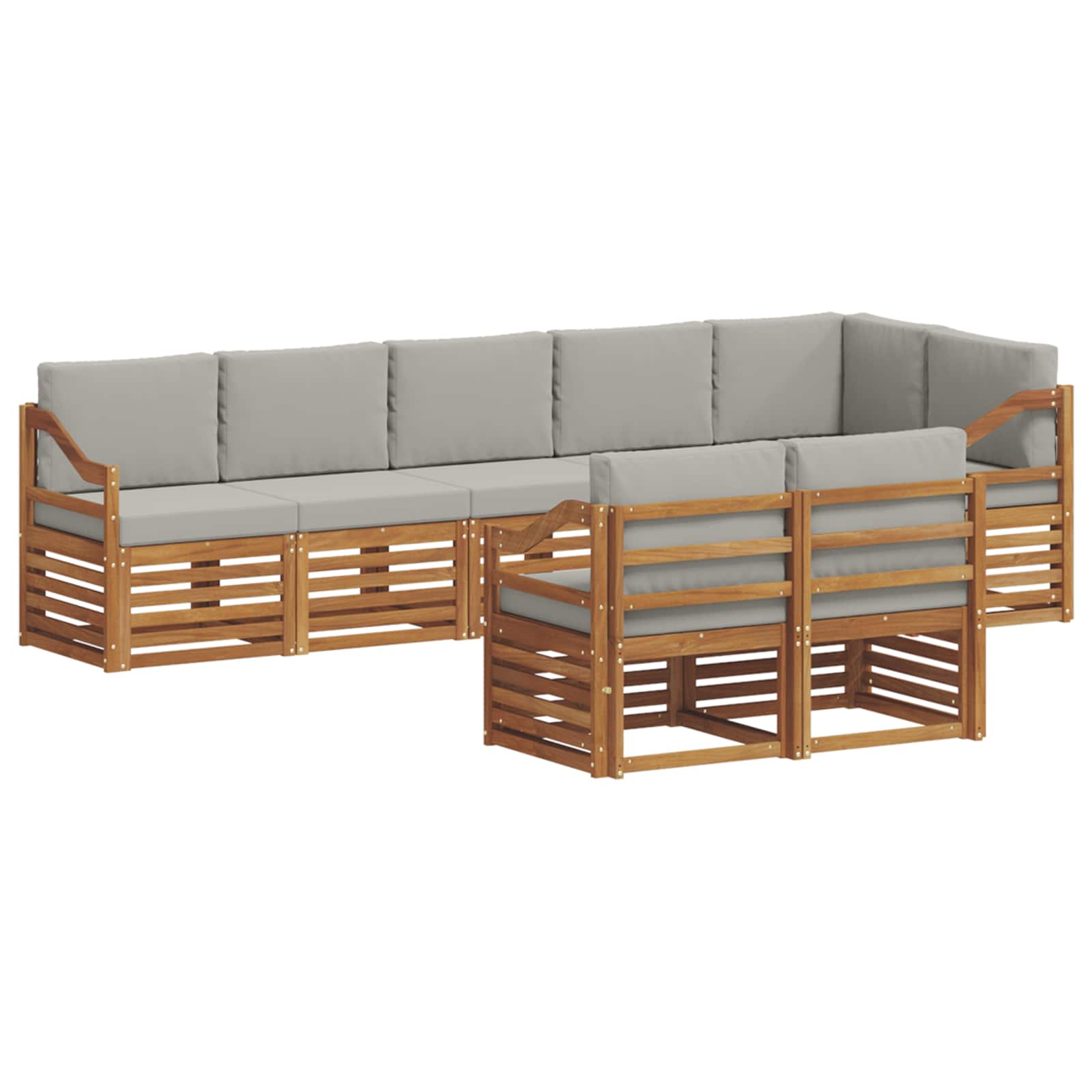 vidaXL Zestawy sof 8 pcs Naturalny i Jasny Szary Lite Drewno Akacji