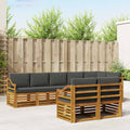 vidaXL Zestawy sof 8 pcs Naturalny i Antracytowy Lite Drewno Akacji