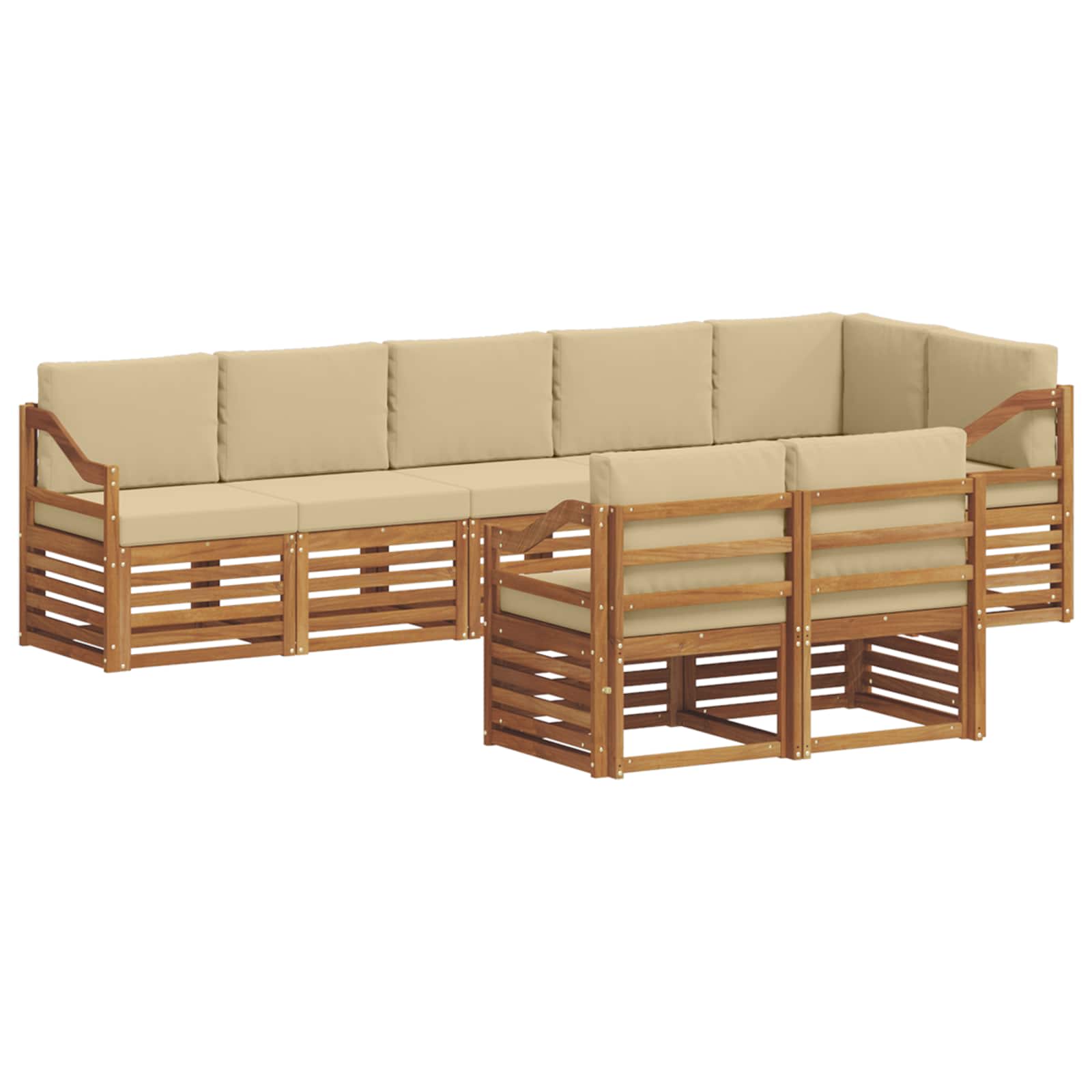 vidaXL Zestawy sof 8 pcs Naturalny i Beżowy Lite Drewno Akacji