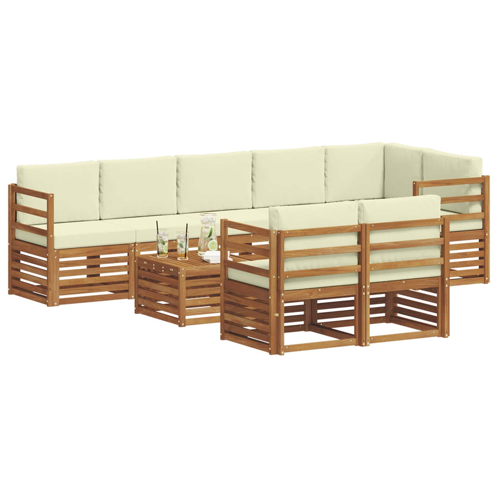 vidaXL Zestawy sof 9 pcs Naturalny i Kremowy Lite Drewno Akacji
