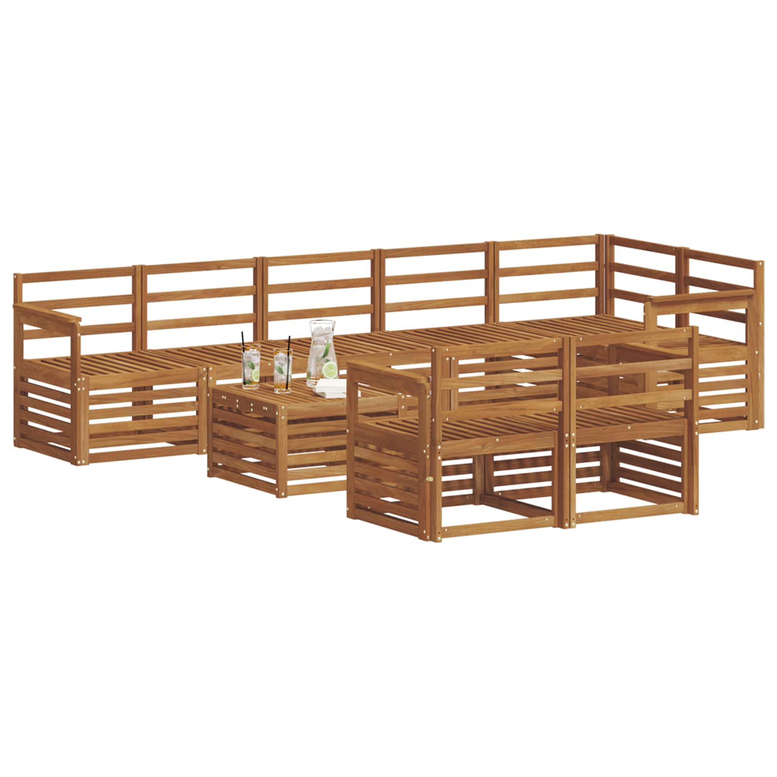 vidaXL Zestawy sof 9 pcs Naturalny Lite Drewno Akacji