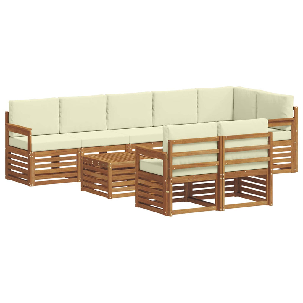 vidaXL Zestawy sof 9 pcs Naturalny i Kremowy Lite Drewno Akacji