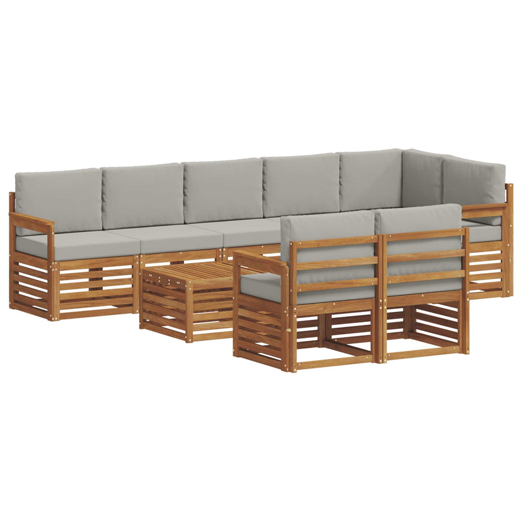 vidaXL Zestawy sof 9 pcs Naturalny i Jasny Szary Lite Drewno Akacji