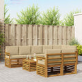 vidaXL Zestawy sof 9 pcs Naturalny i Beżowy Lite Drewno Akacji