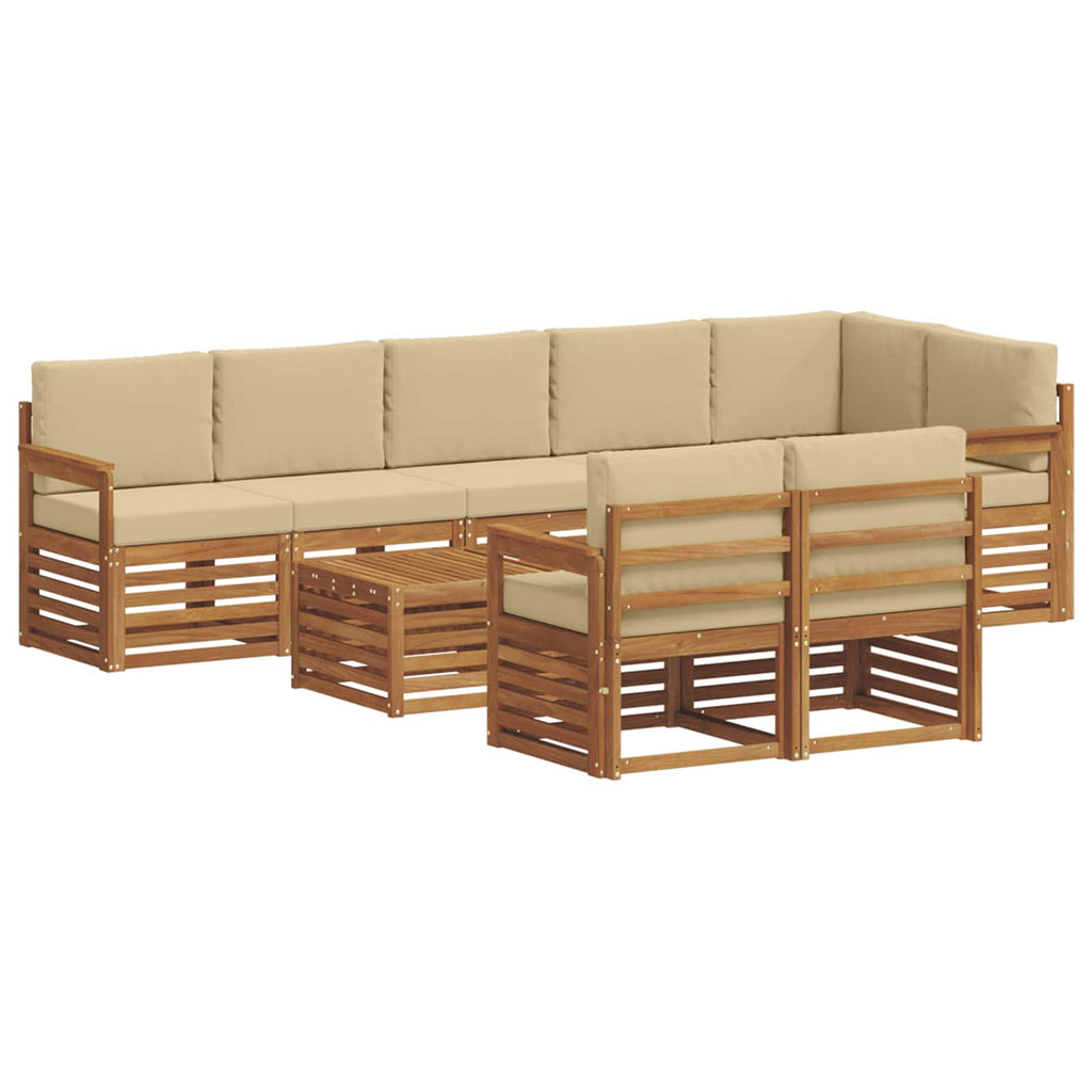 vidaXL Zestawy sof 9 pcs Naturalny i Beżowy Lite Drewno Akacji