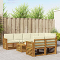 vidaXL Zestawy sof 9 pcs Naturalny i Kremowy Lite Drewno Akacji